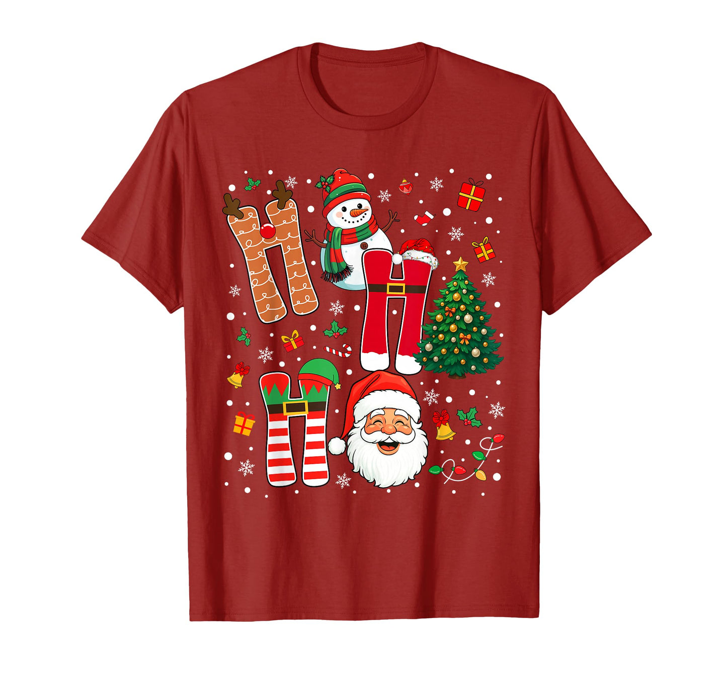 Ho Ho Ho Santa Claus Snowman Xmas Tree Christmas Costume T-Shirt