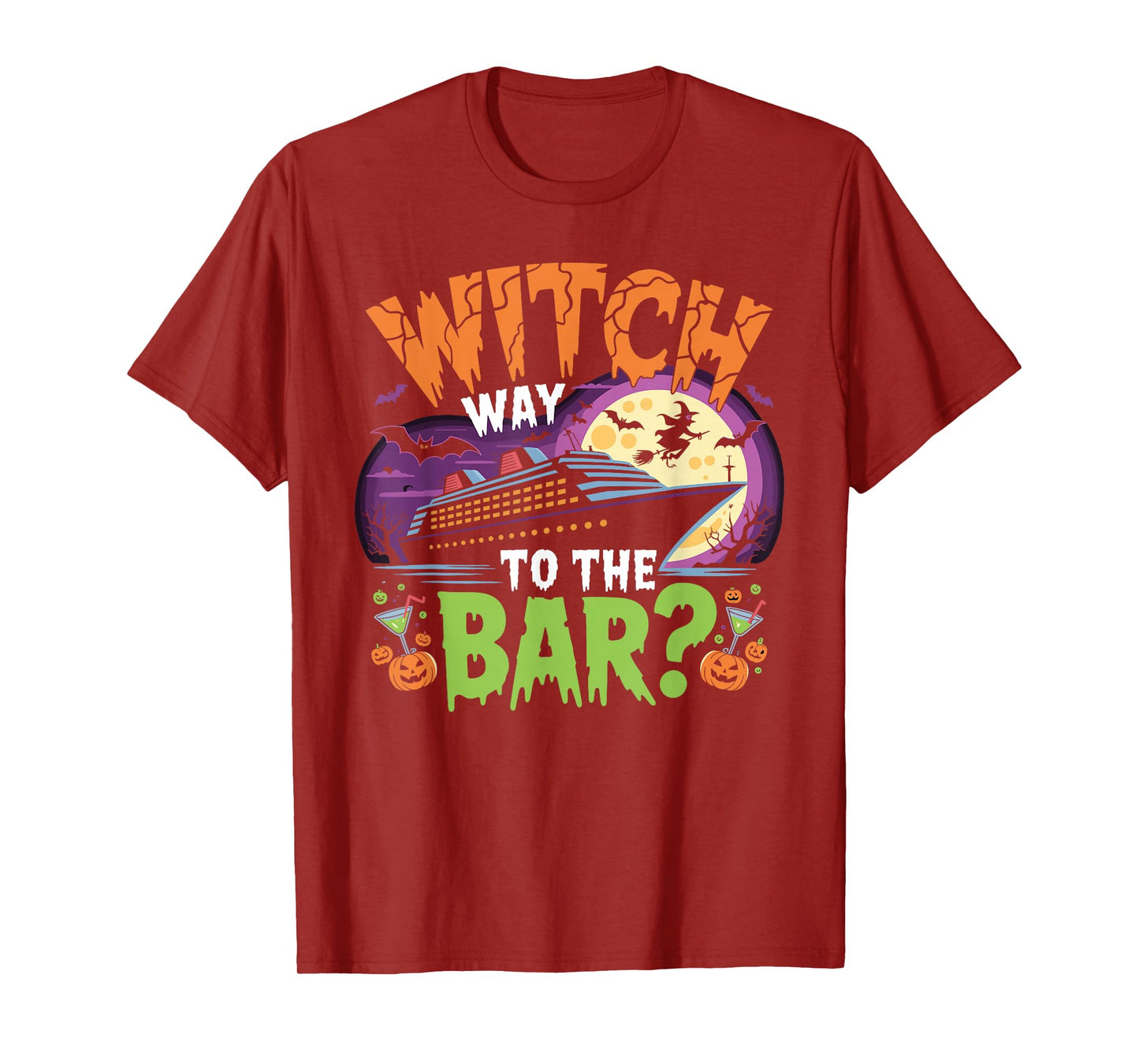 Witch Way to The Bar Funny Halloween Cruise T-Shirt