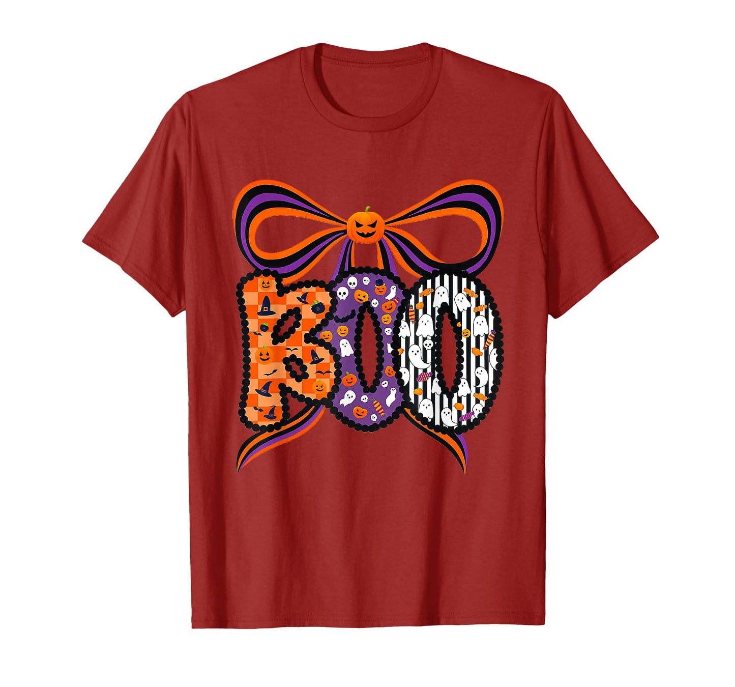 Boo Bow Pumpkin Ghost Funny Halloween Men Women T-Shirt