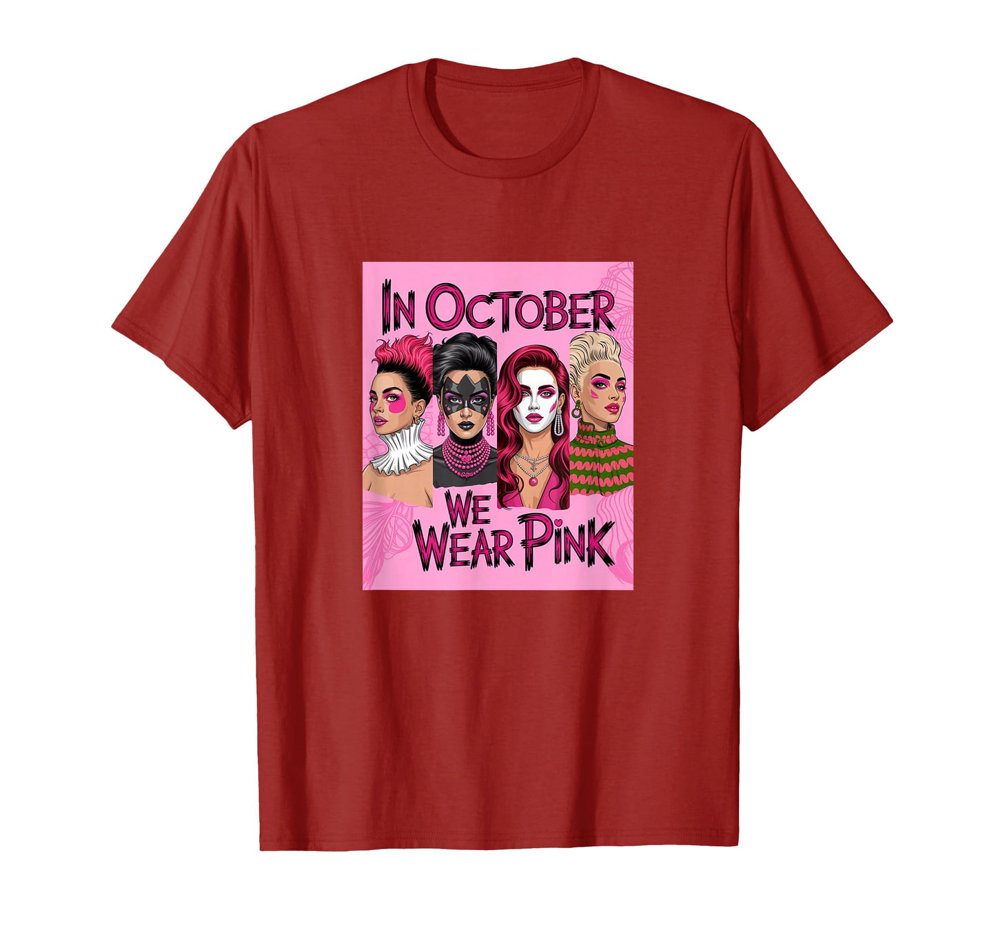 in October We Wear Pink - Witch & Ghost Halloween Apparel T-Shirt