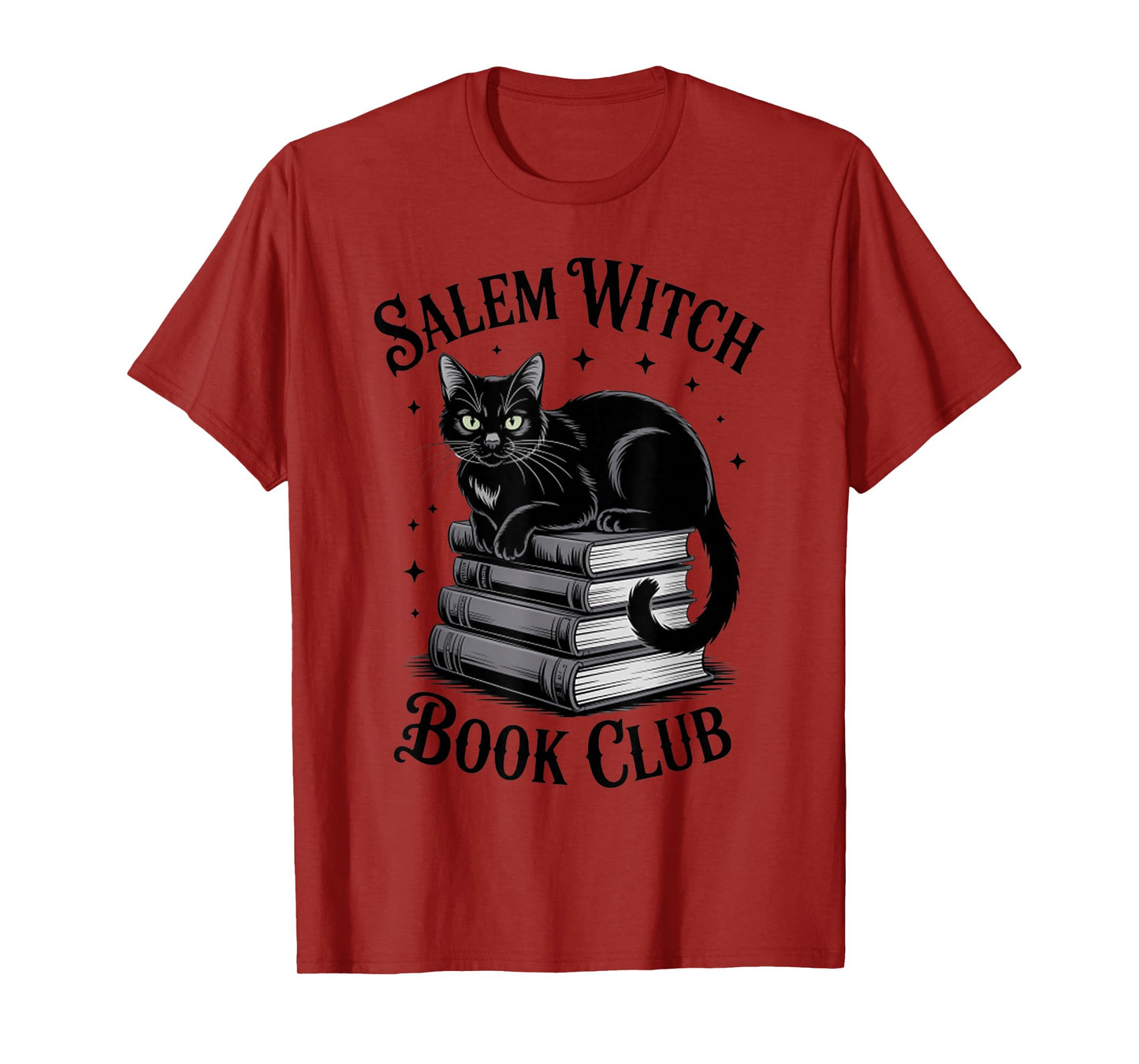 Salem Witch Book Club Bookish Halloween Black Cat Women T-Shirt