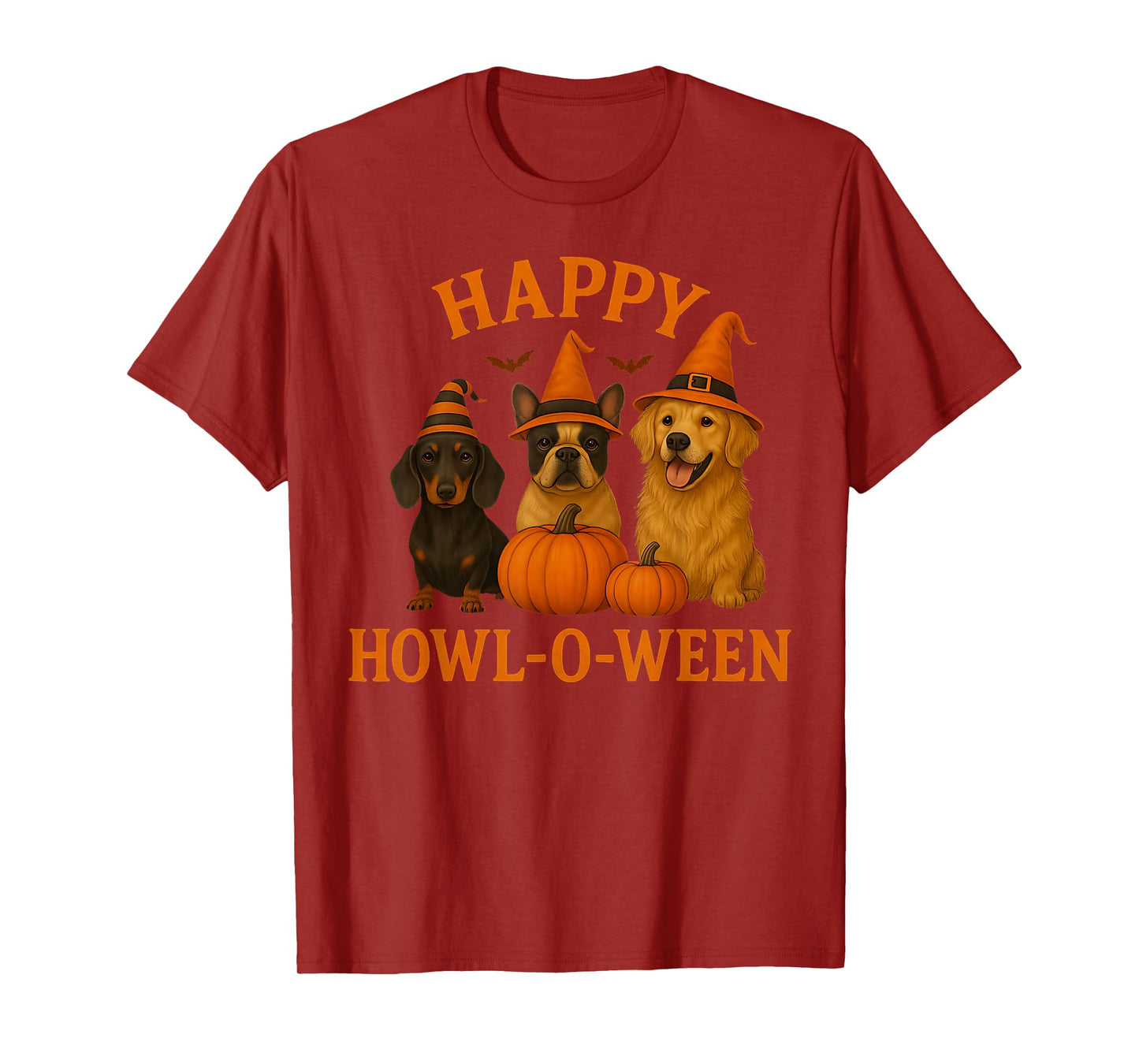 Happy Howl-O-Ween Wiener Dog Pumpkin Halloween Men Women Kid T-Shirt