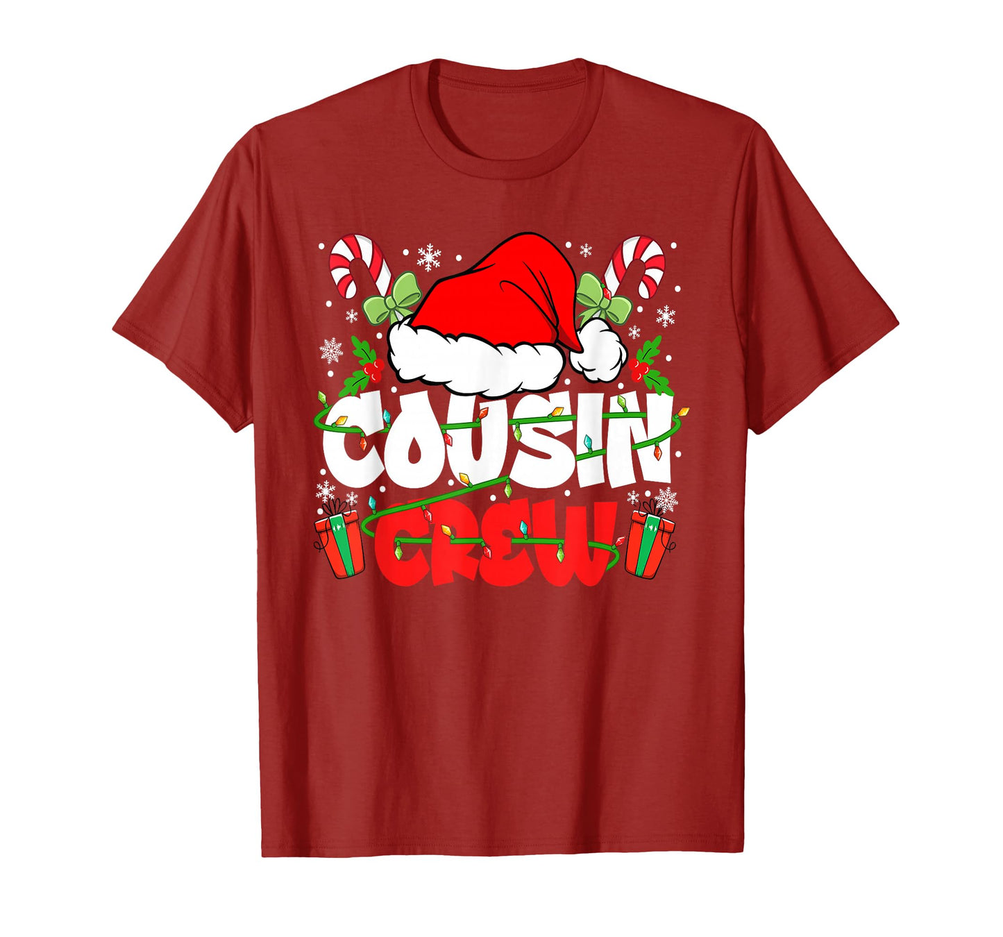 Cousin Crew Christmas Santa Hat Lights Xmas Men Boys Kids T-Shirt