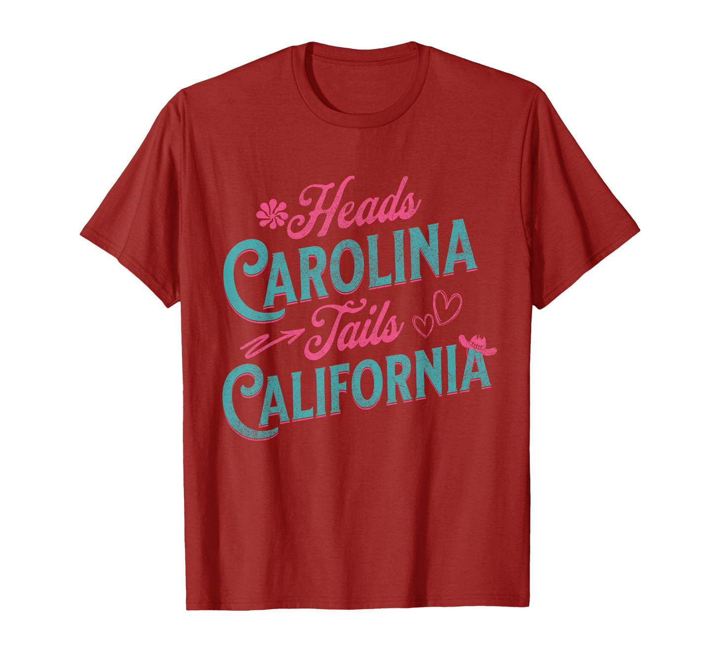 Heads Carolina Tail California Retro Vintage T-Shirt