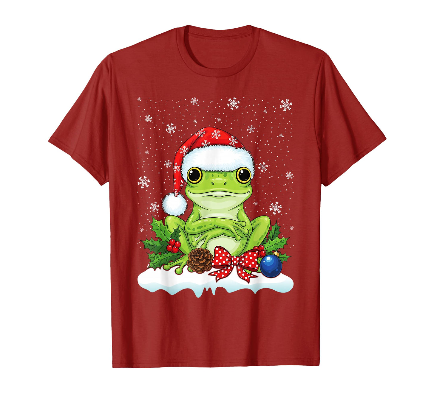 Frog Christmas Santa Hat Xmas Kids Boys Girls T-Shirt
