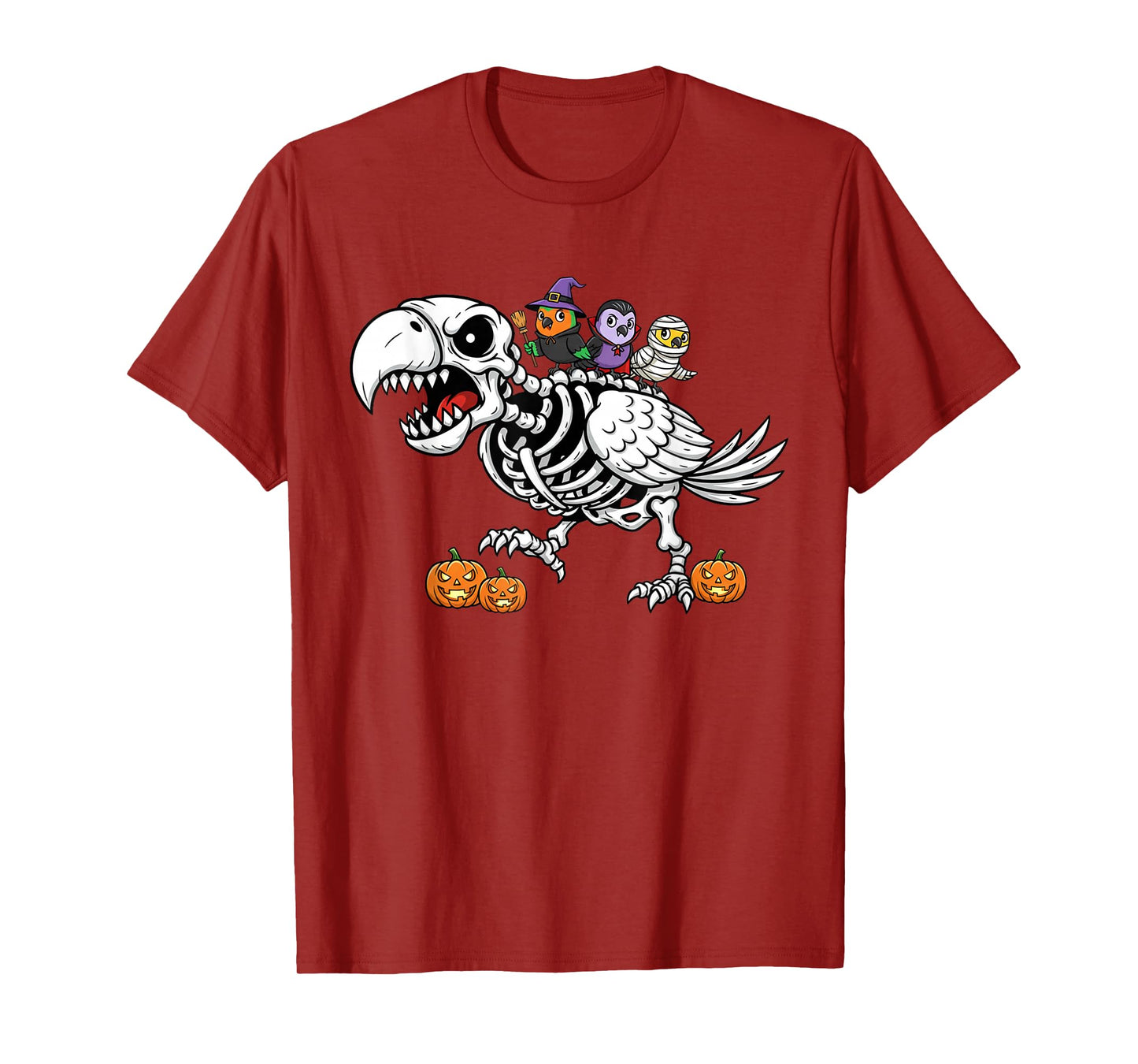 Funny Parrot Skeleton Mummy Witch Halloween Kids Mens Womens T-Shirt