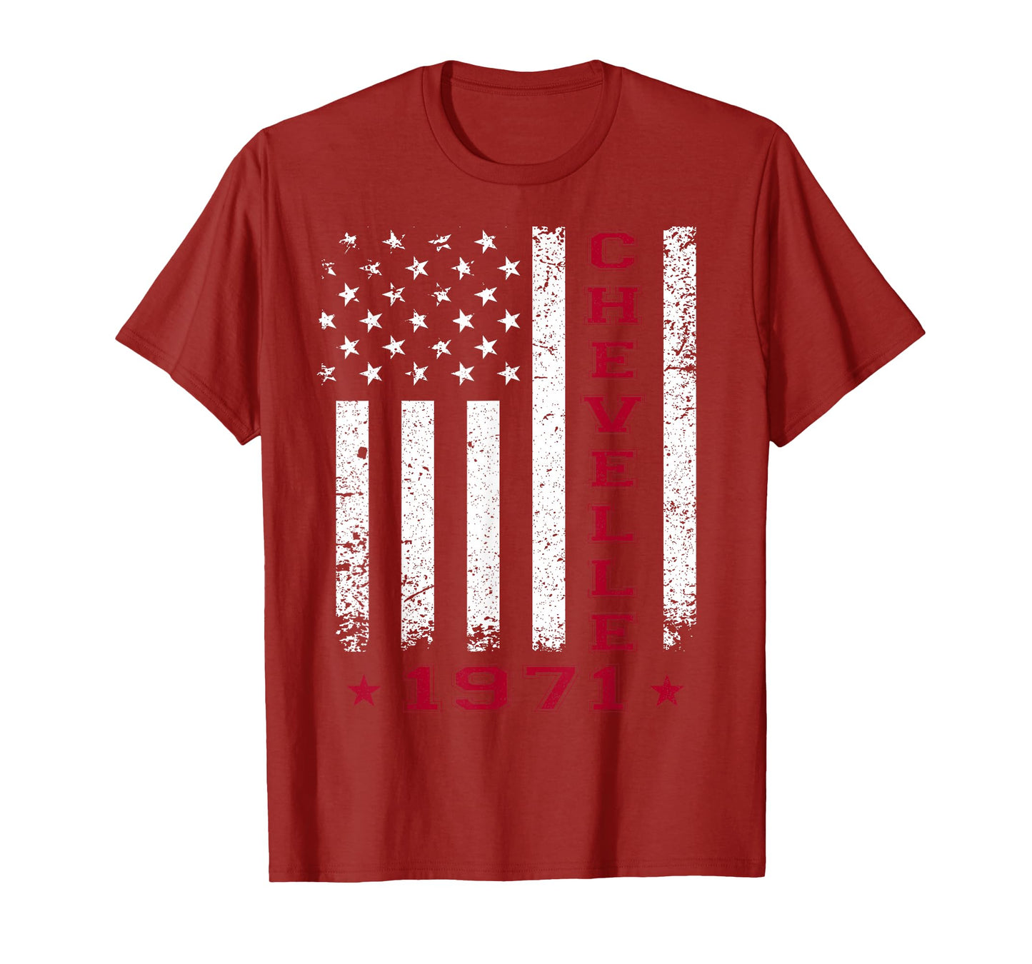 American Flag Jersey Style Chevelle 71 1971 Muscle Car T-Shirt