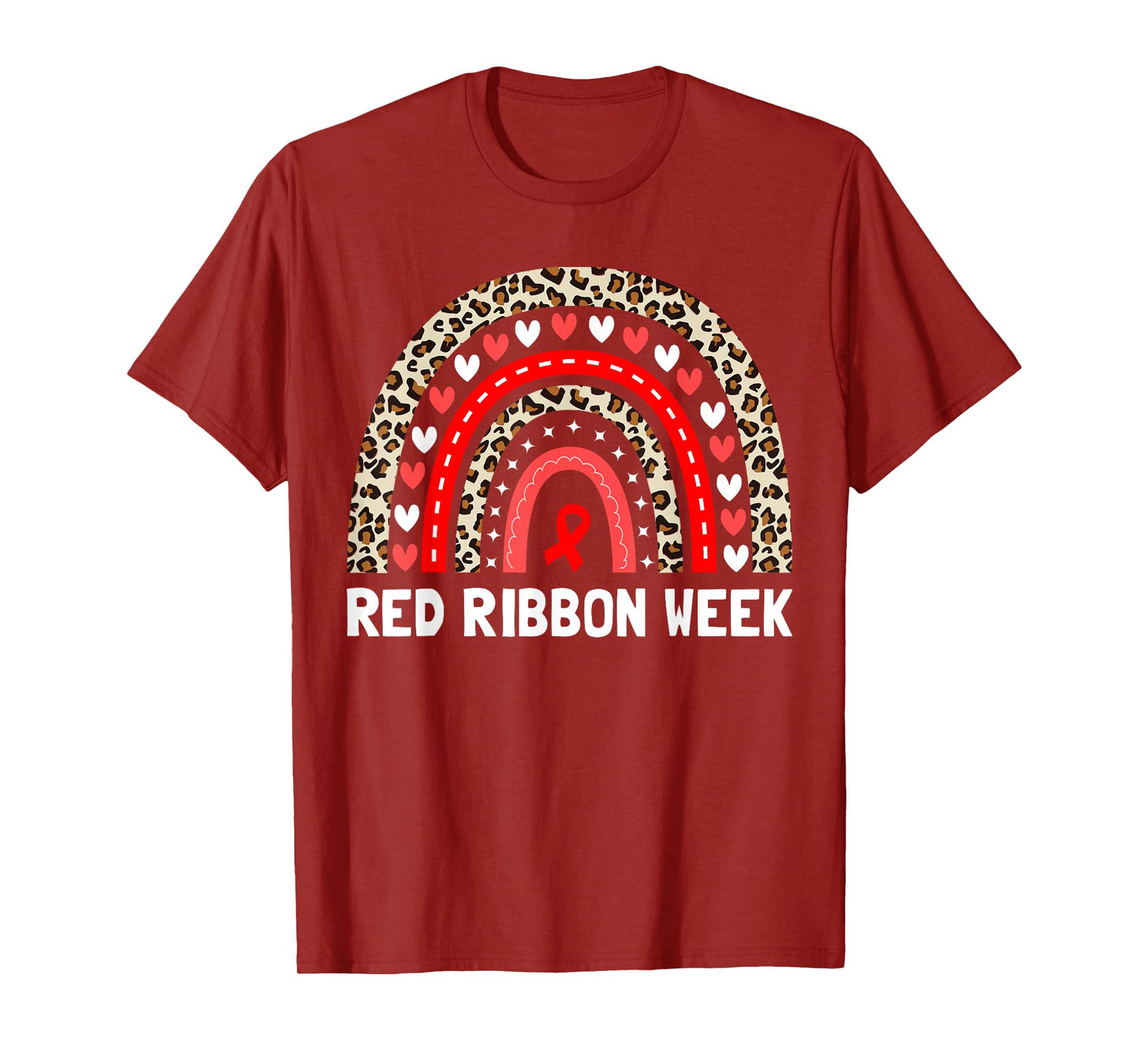 Red Ribbon Week Rainbow Men Women Kids Red Ribbon T-Shirt