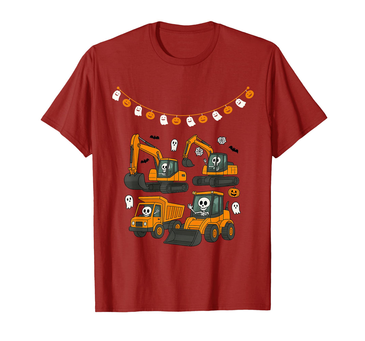 Spooky Construction Trucks Toddler Boys Halloween Costume T-Shirt