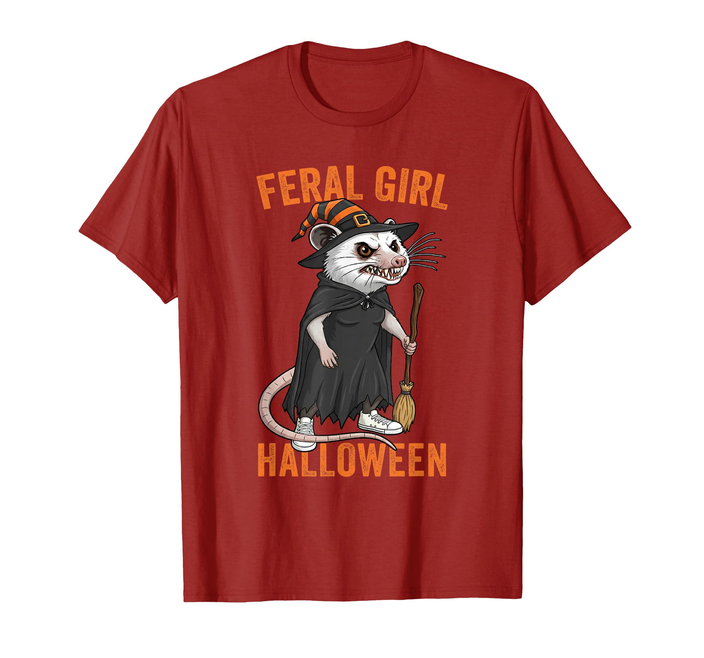 Feral Girl Halloween Funny Opossum Witch Costume Party T-Shirt