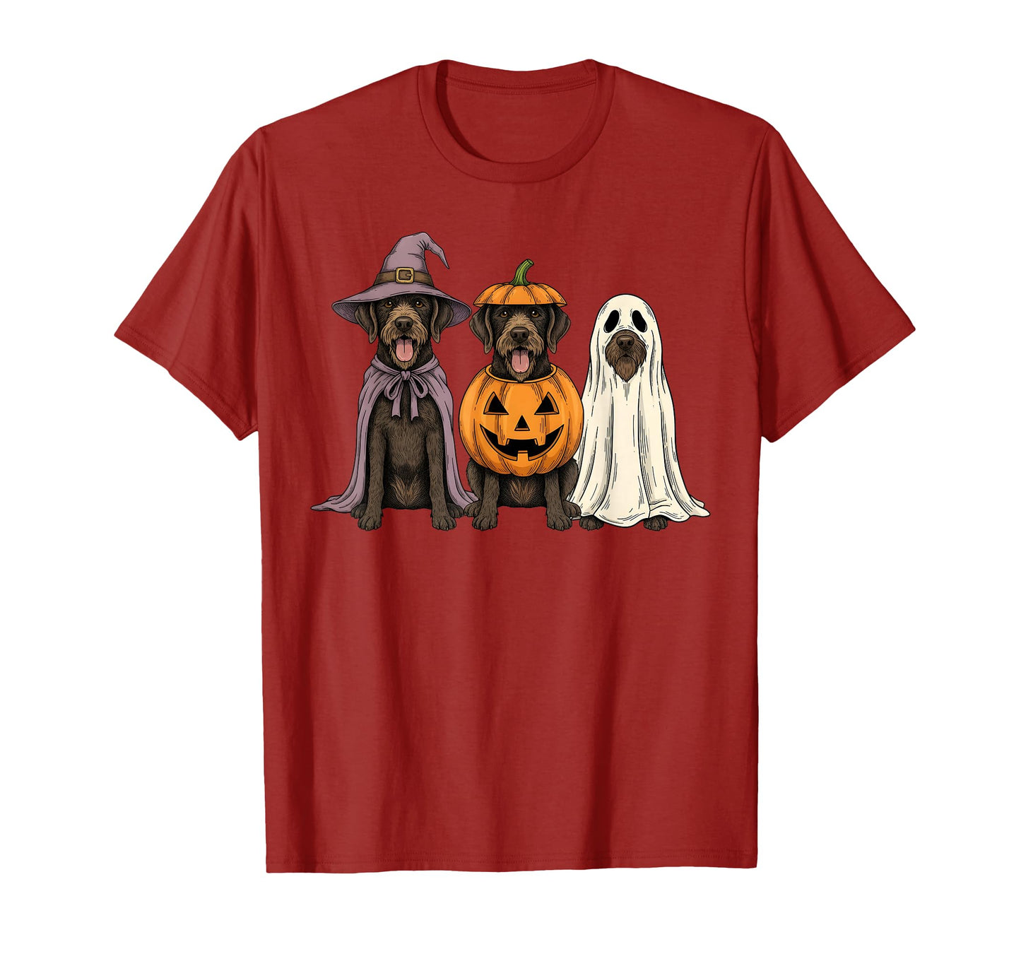 Spooky Ghost Wirehaired Pointing Griffon Pumpkin Halloween T-Shirt