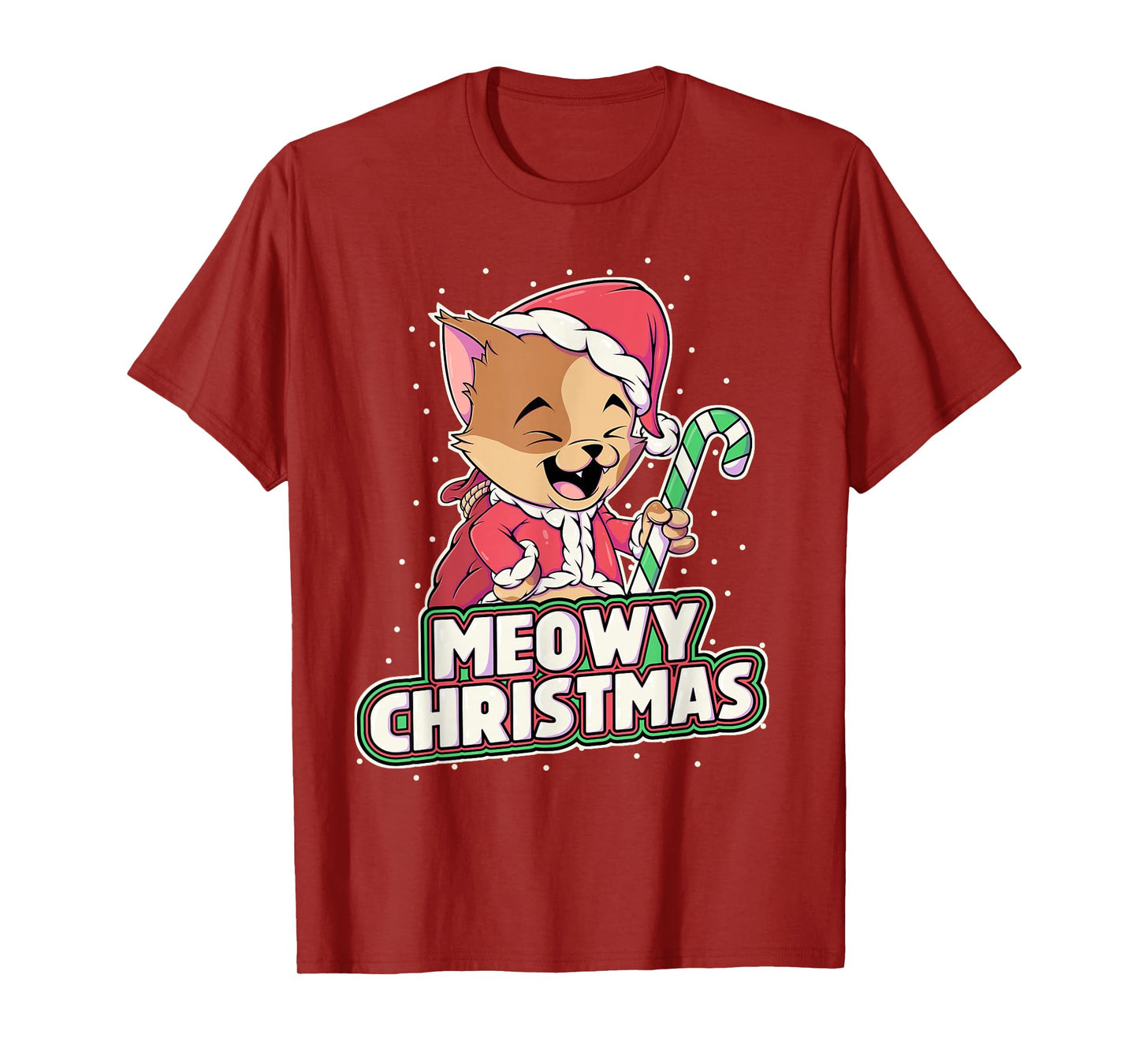 Meowy Christmas Alley Cat Lovers Santa Cat Xmas Candy Cane T-Shirt