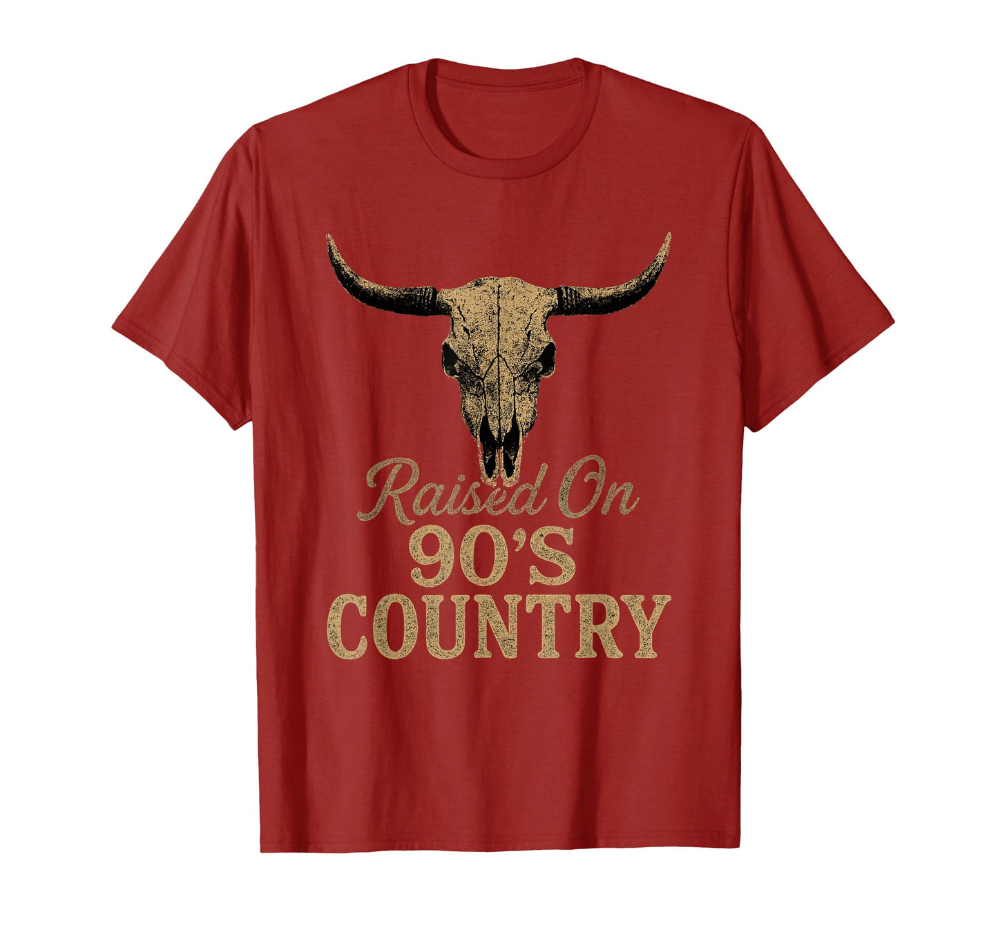 Vintage Western Bull Skull Raised On 90's Country T-Shirt