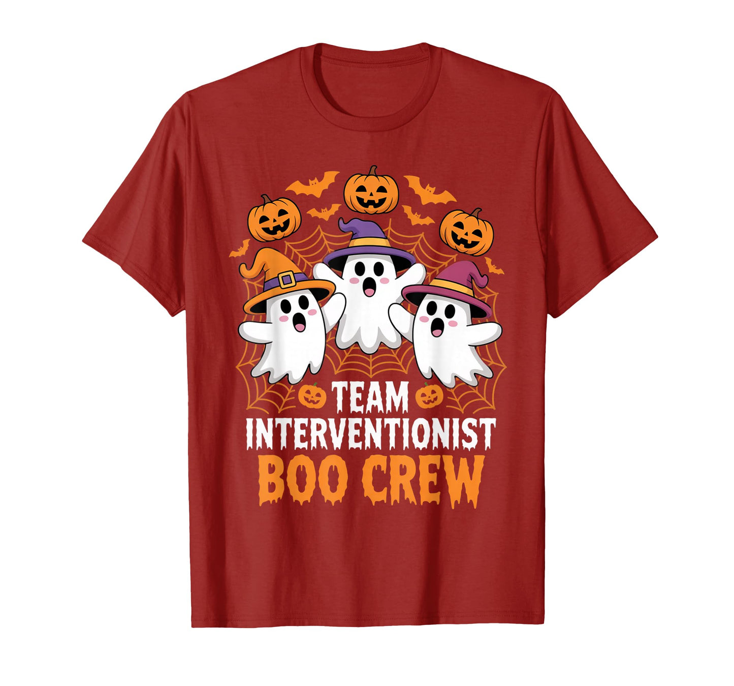 Team Interventionist Boo Crew Halloween Ghost School Staff T-Shirt