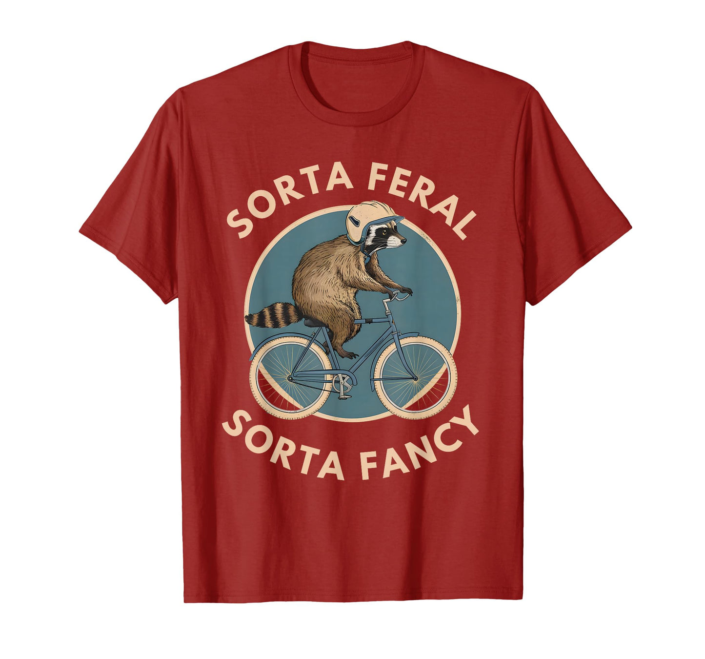 Raccoon Bicycle Riding Vintage Animal Funny Feral Cyclist T-Shirt