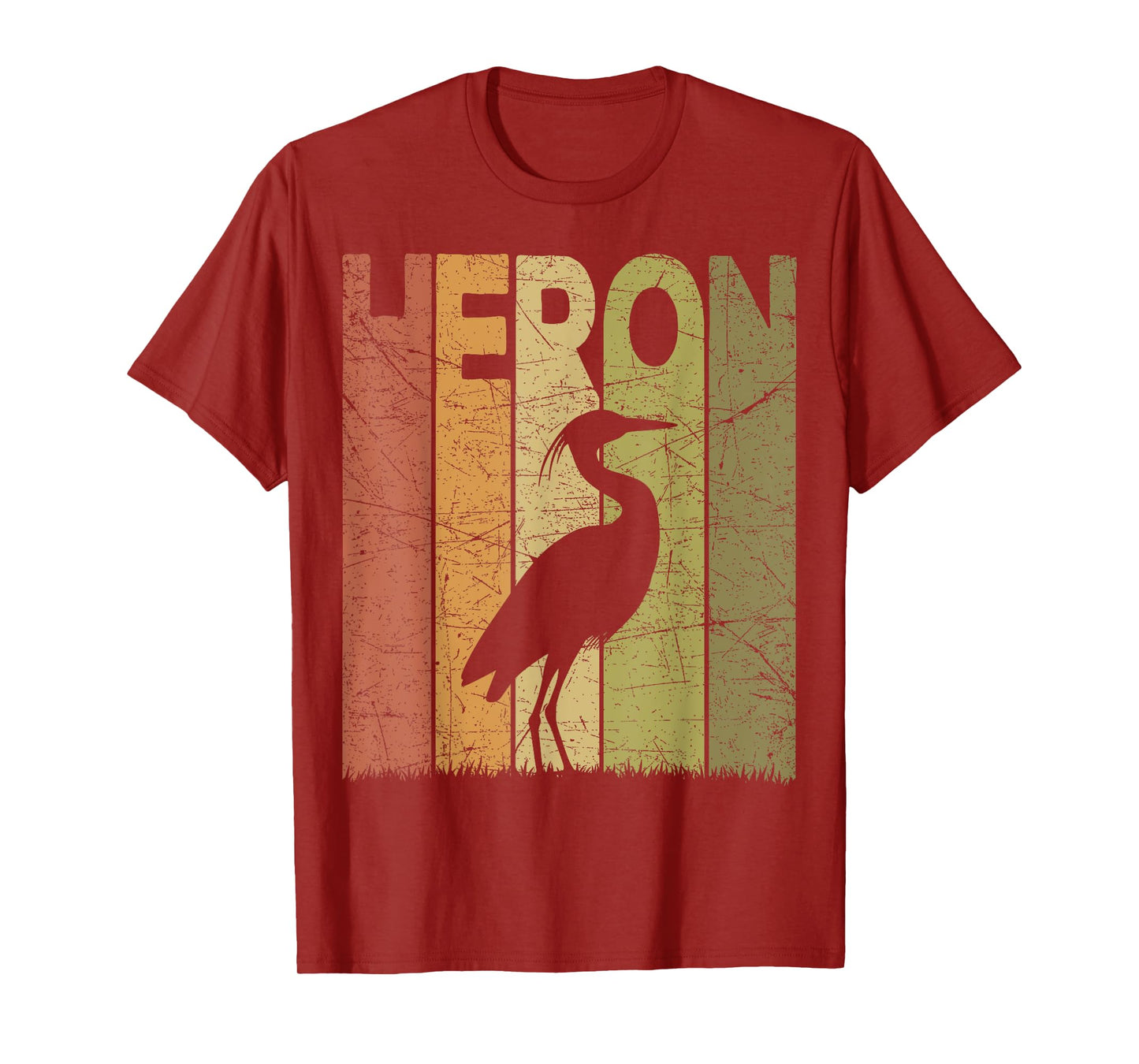 Heron Vintage Birdwatching Heron Retro Ornithology Birding T-Shirt
