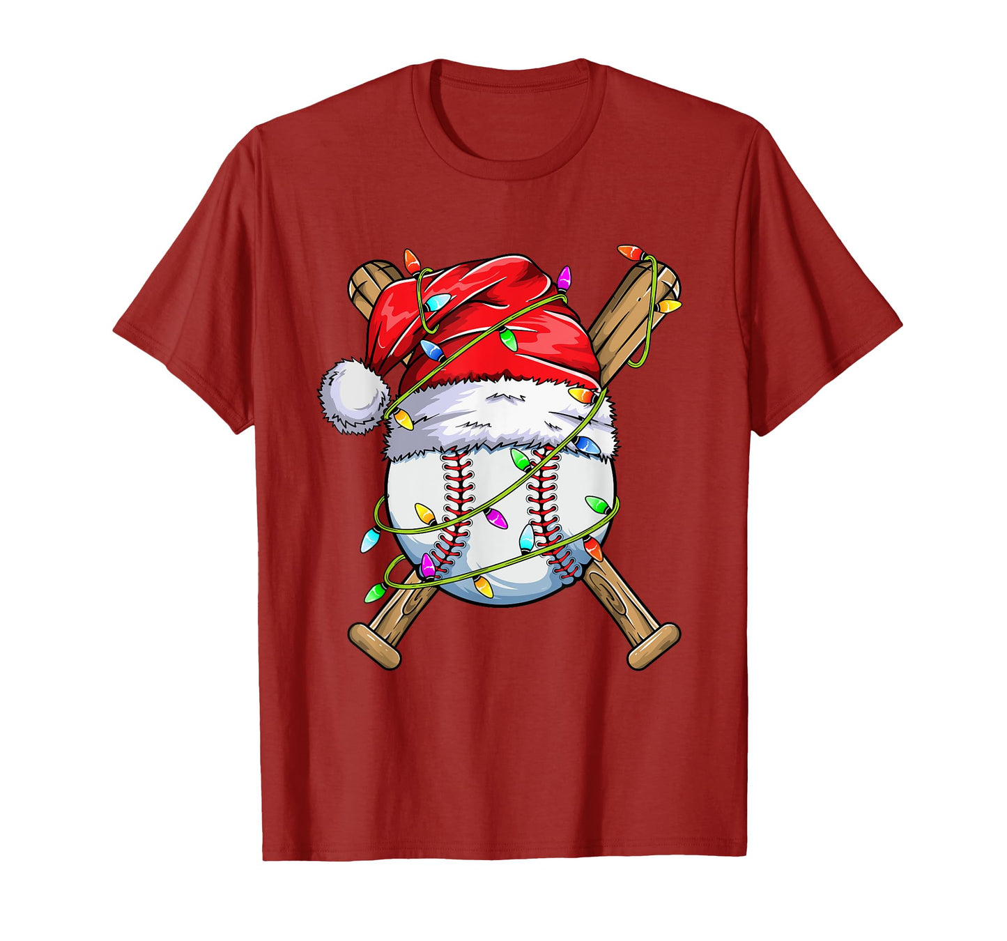 Santa Sports Design For Men Boys Christmas Baseball Player T-Shirt