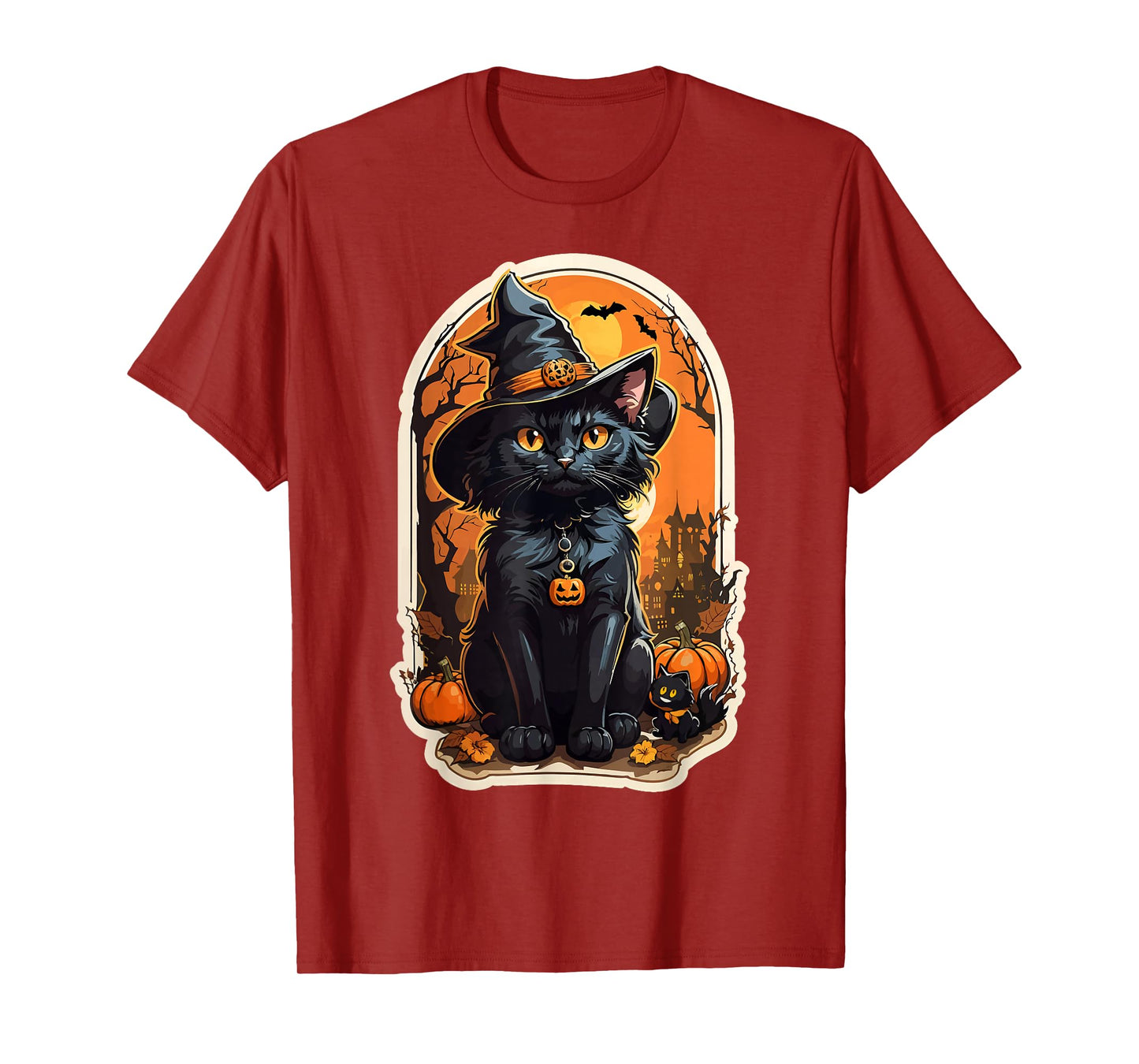 Halloween Cat Retro Cat Halloween Pumpkin Vintage T-Shirt