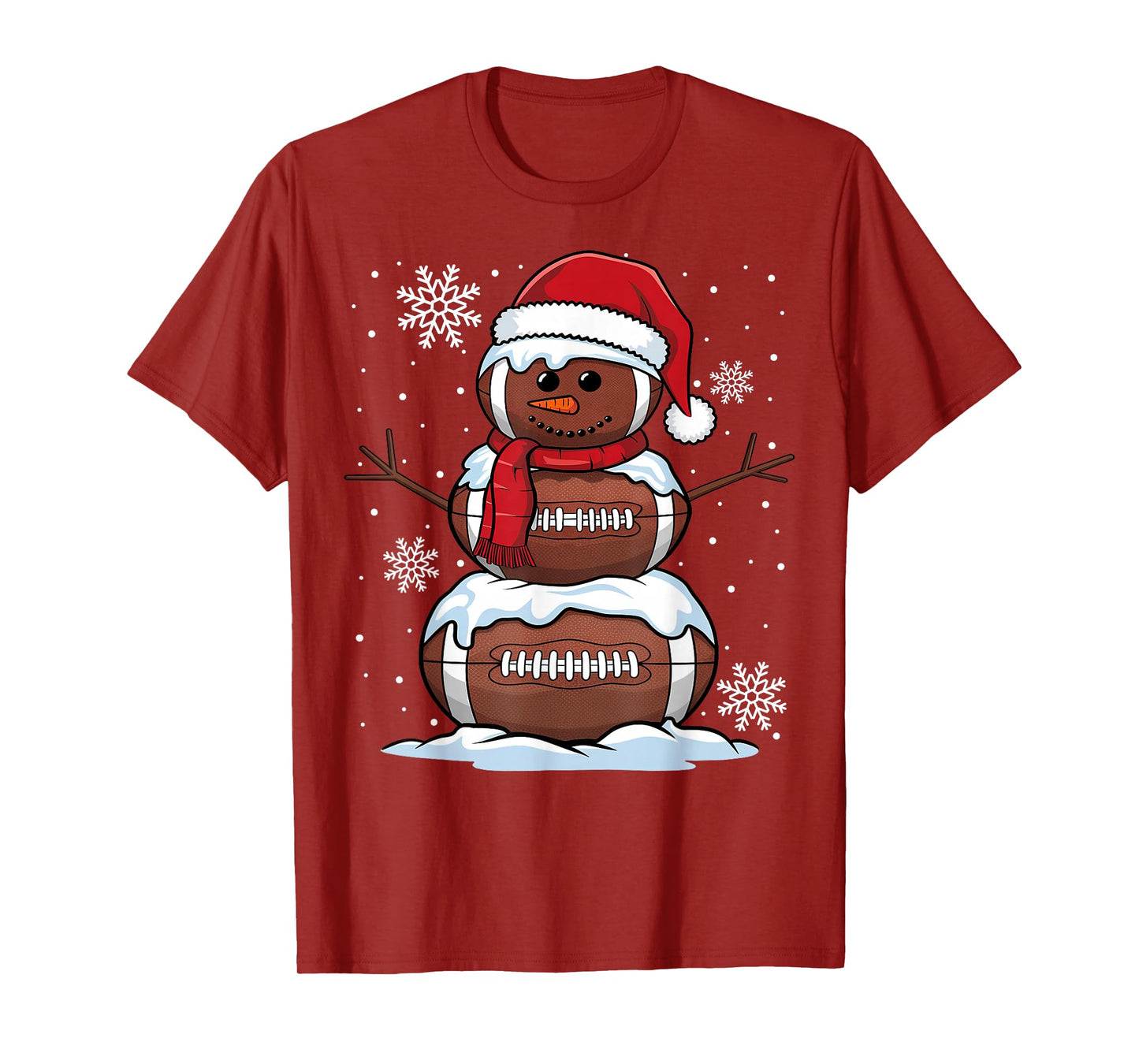 Merry Christmas Football Snowman Holiday Sports Xmas Pajamas T-Shirt