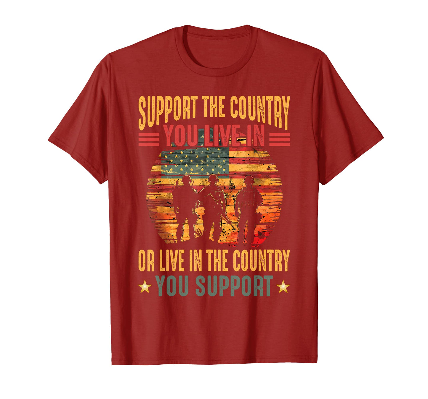 American Flag Vintage Support The Country You Live In T-Shirt