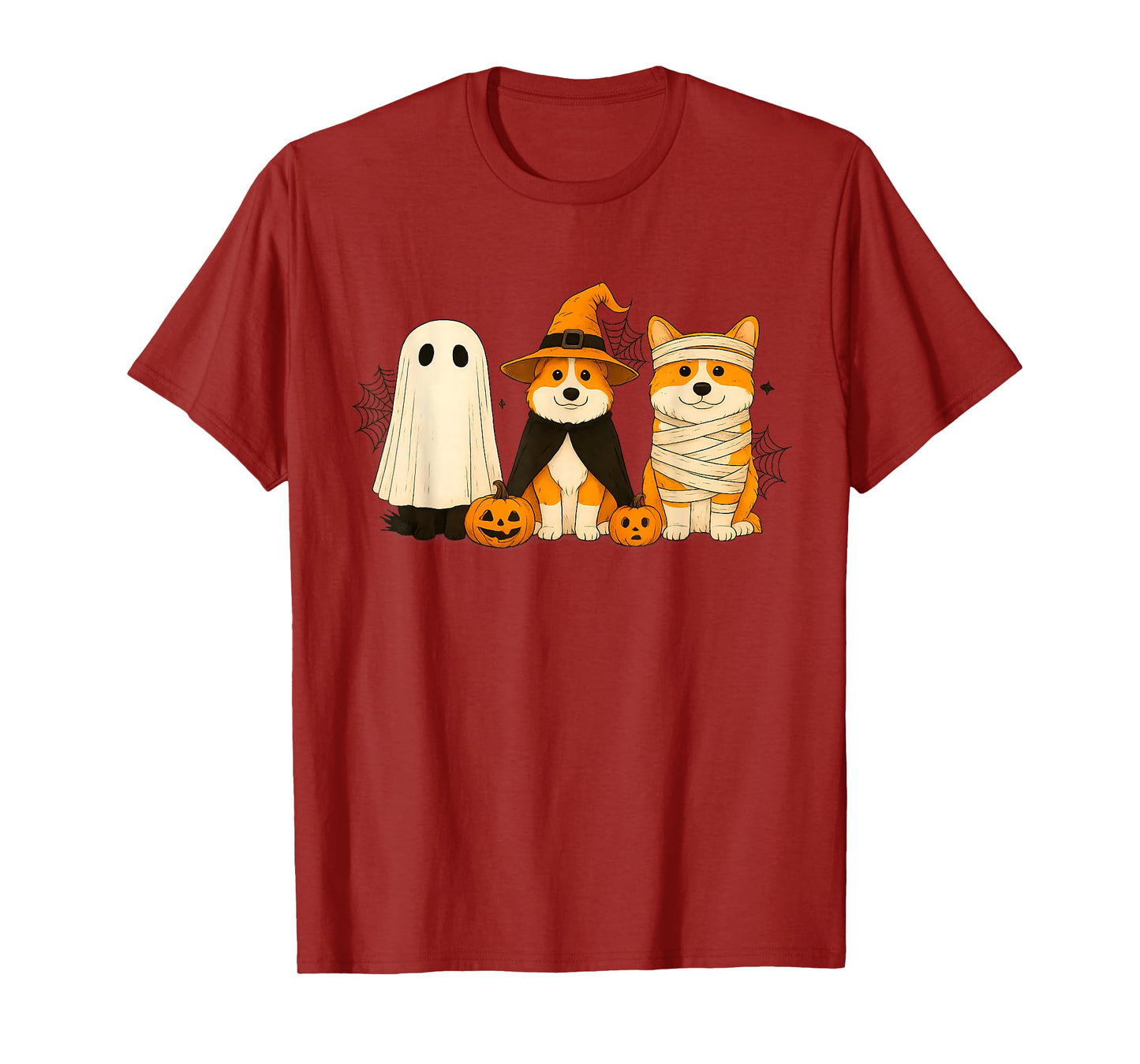 Retro Shiba Dog Witch Scary Halloween Pumpkin Women Men Kids T-Shirt