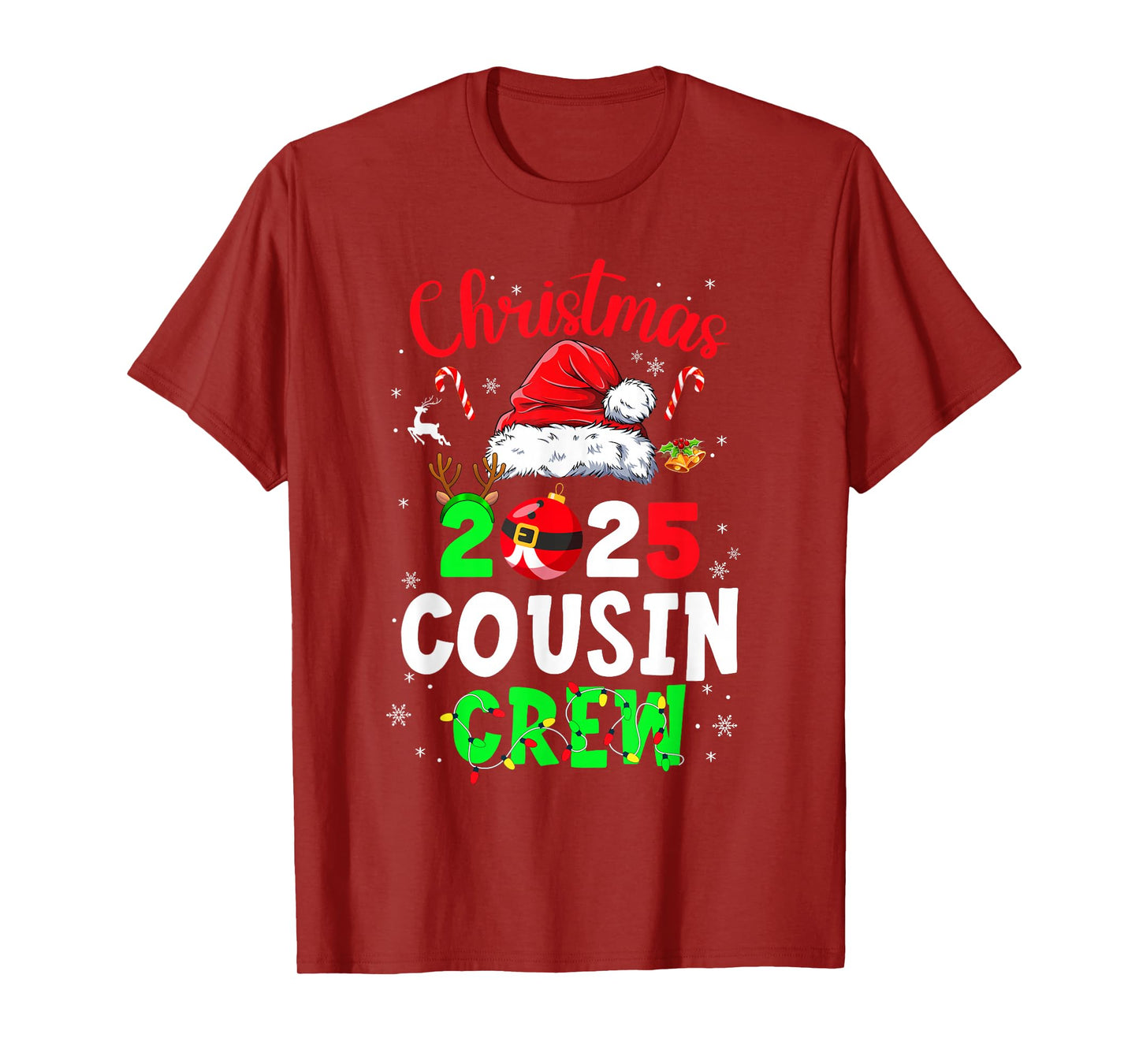 Christmas 2025 Cousin Crew Santa Hat for Men Women Kids T-Shirt