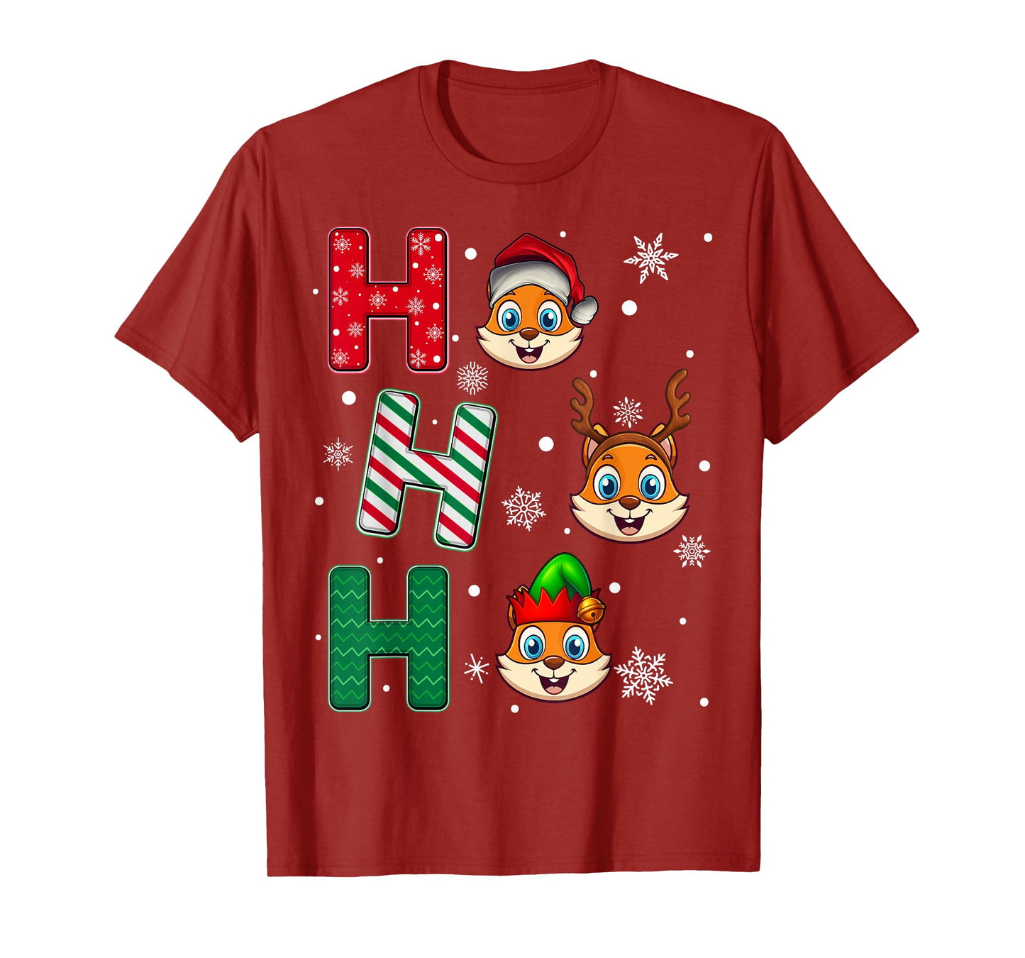 Ho Ho Ho Squirrel Animal Matching Santa Elf Xmas T-Shirt