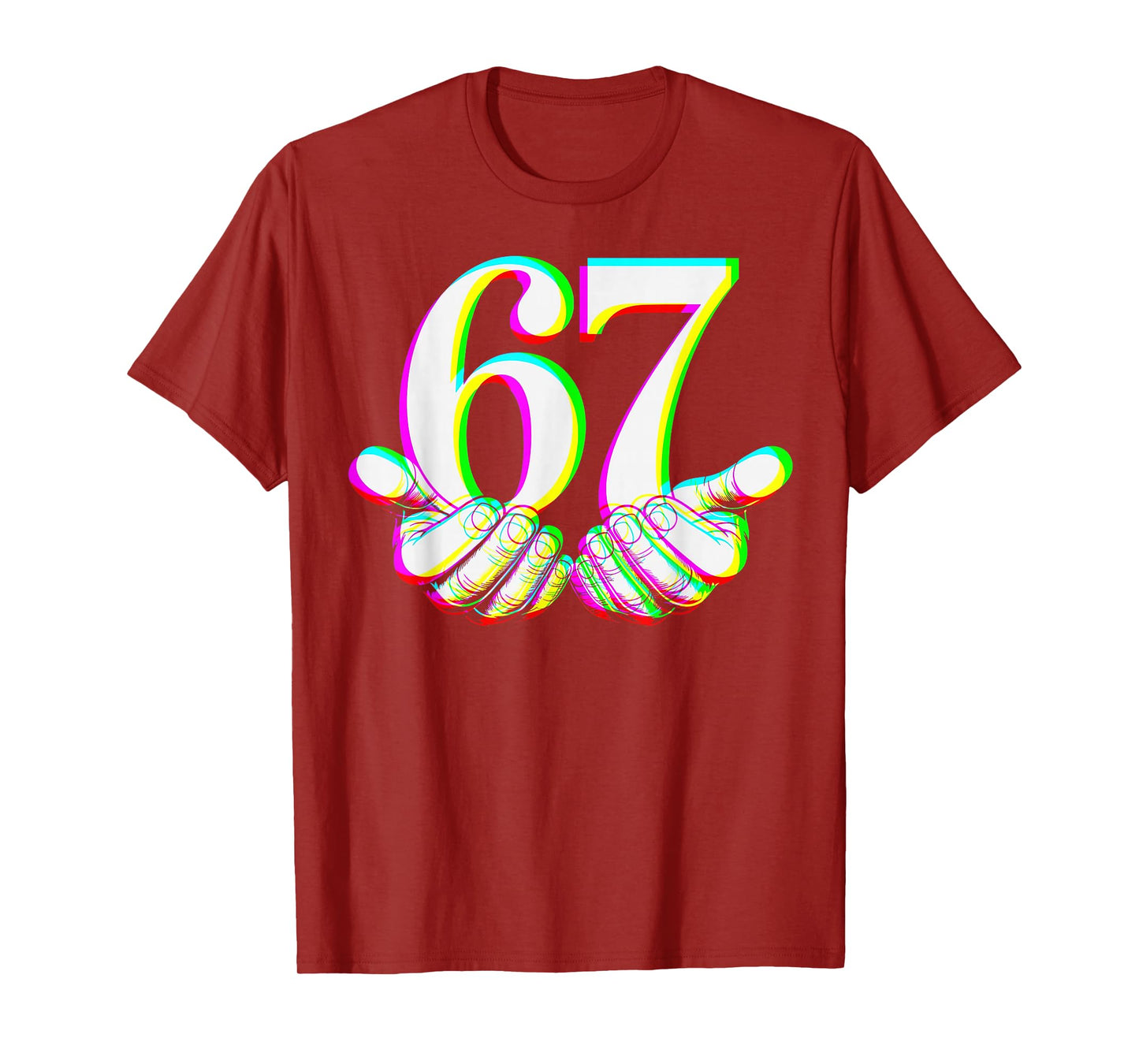 Funny 67 Hand Six Seven Meme Gen Alpha Slang Design T-Shirt