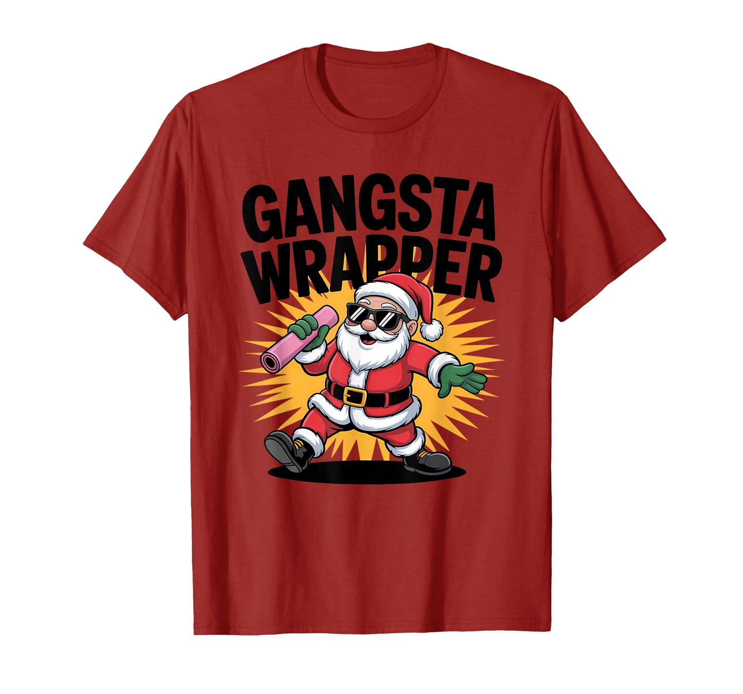 Gangsta Wrapper Funny Santa Christmas Holiday T-Shirt