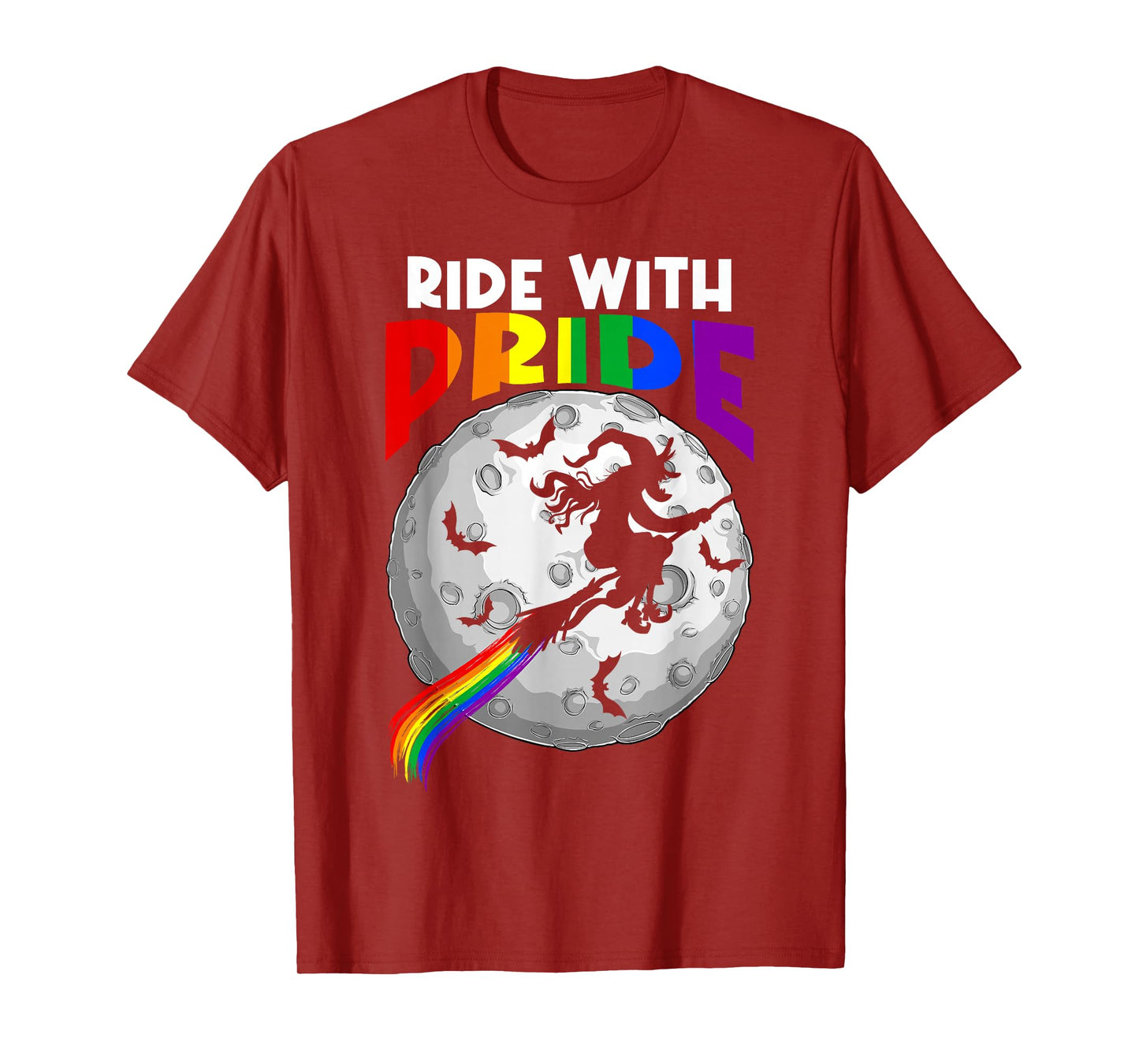 Ride with Pride LGBTQ Gay Lesbian Witch Halloween Costume T-Shirt