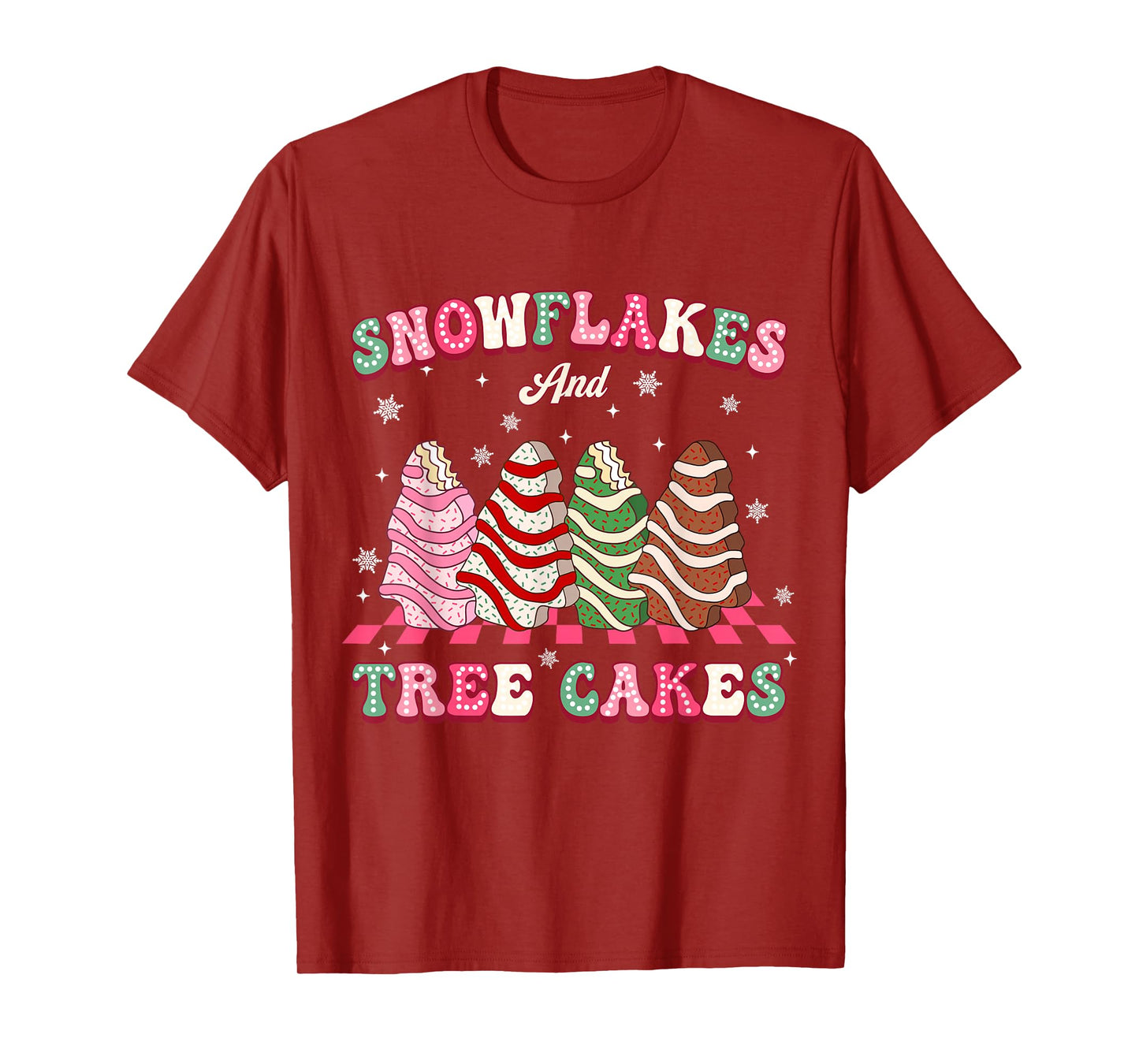 Snowflakes and Tree Cakes Christmas Cake Pajamas for Family T-Shirt