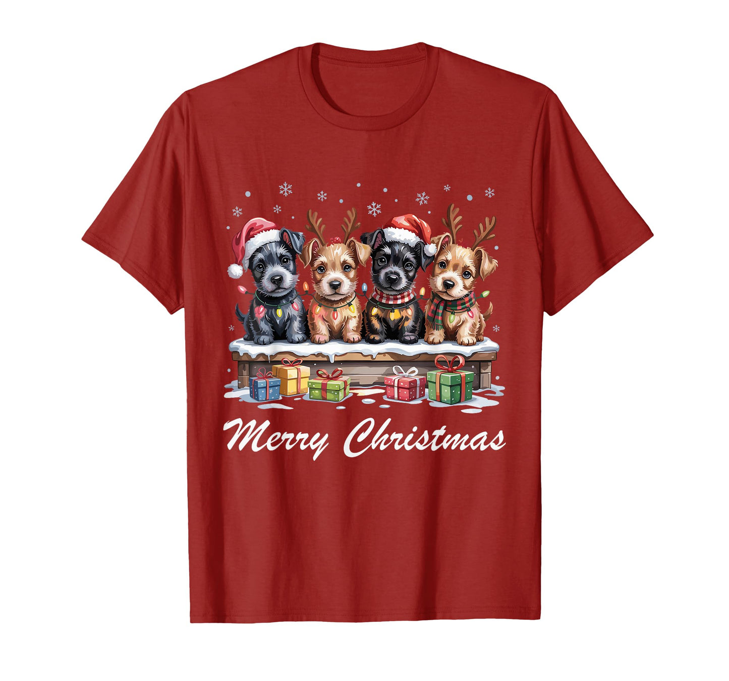 Scottish Terrier Merry Christmas Scottie Dog Lovers Holiday T-Shirt