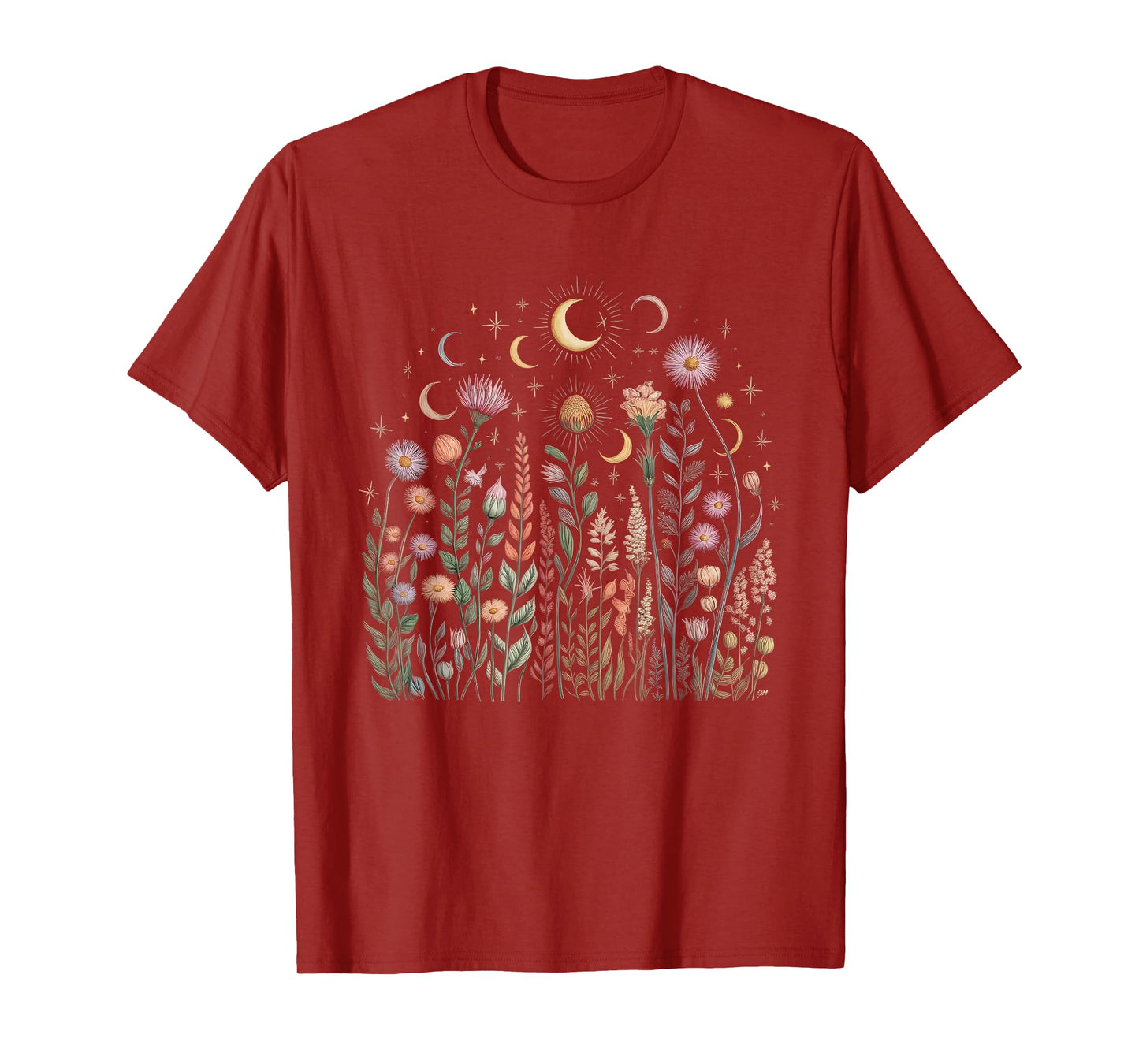 Floral Women TShirt Vintage Boho Wildflower Botanical Flower T-Shirt