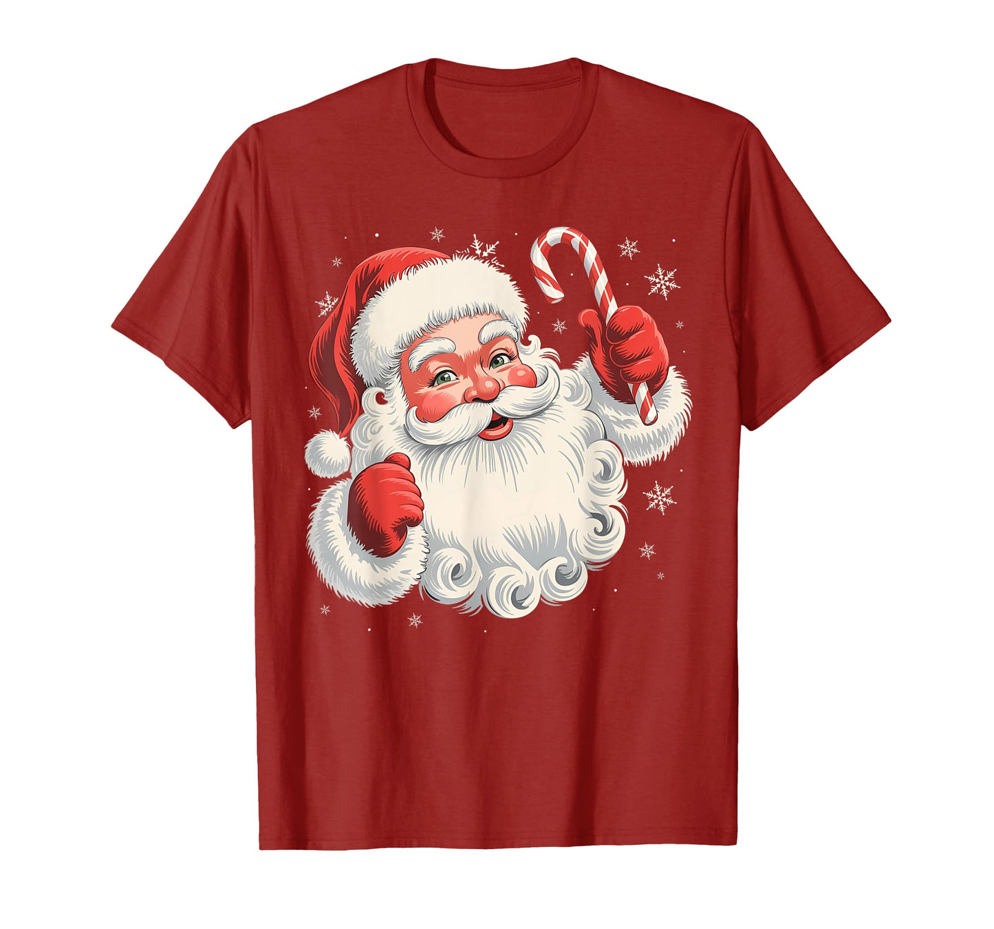 Vintage Santa Claus Merry Christmas Candy Cane Men Women Kid T-Shirt