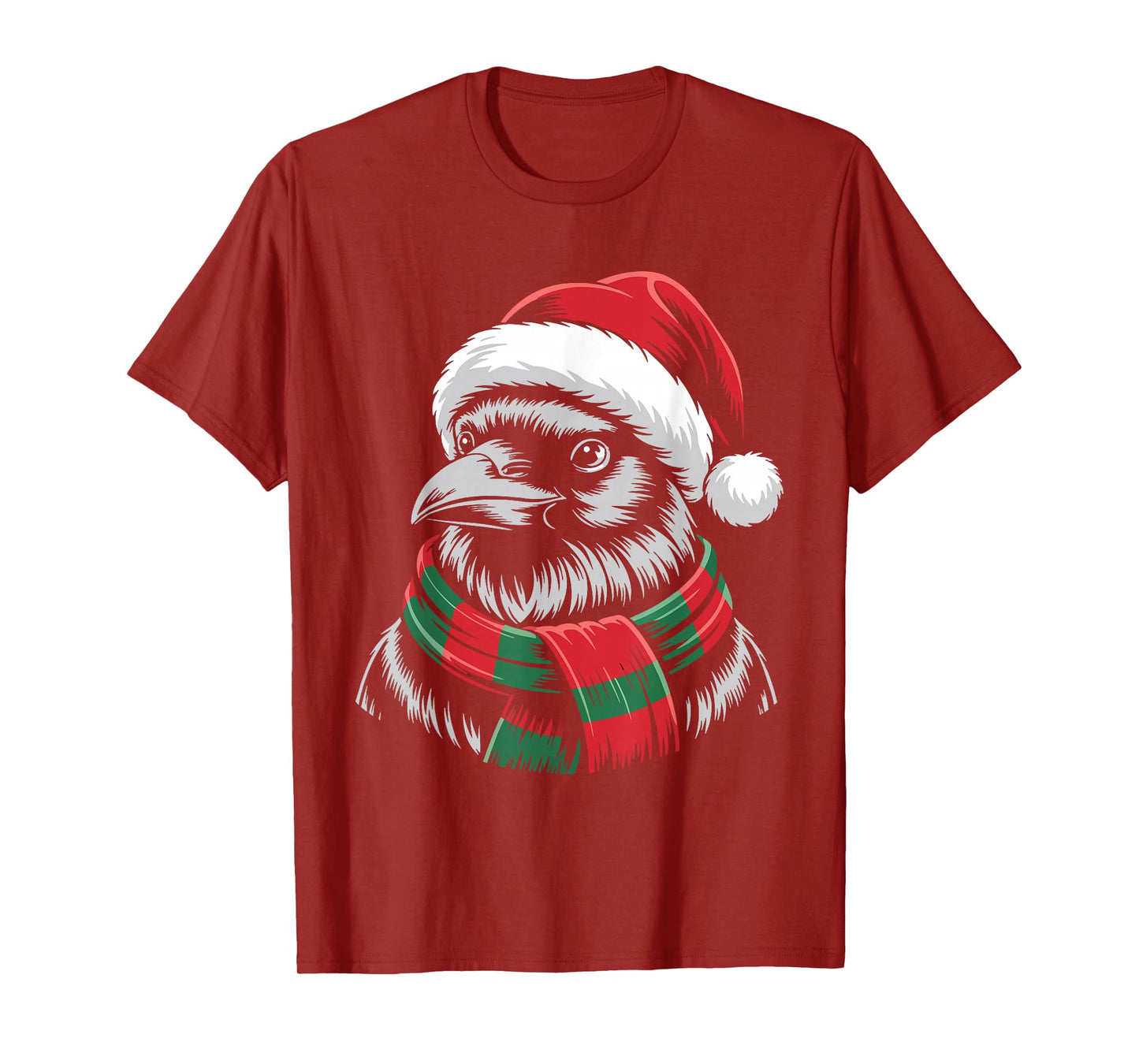 Raven Xmas Santa Hat Scarf Christmas Costume T-Shirt