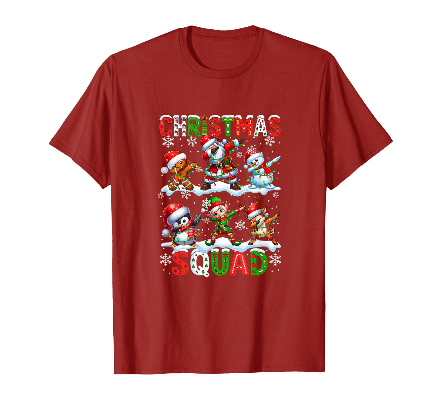 Christmas Squad Dabbing Gingerbread Reindeer Santa Snowman T-Shirt