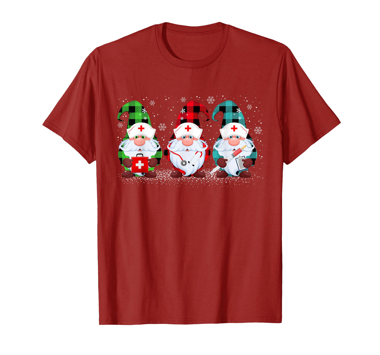 Nurse Christmas Gnomes Funny Nurse Scrub Top Xmas Pajamas T-Shirt