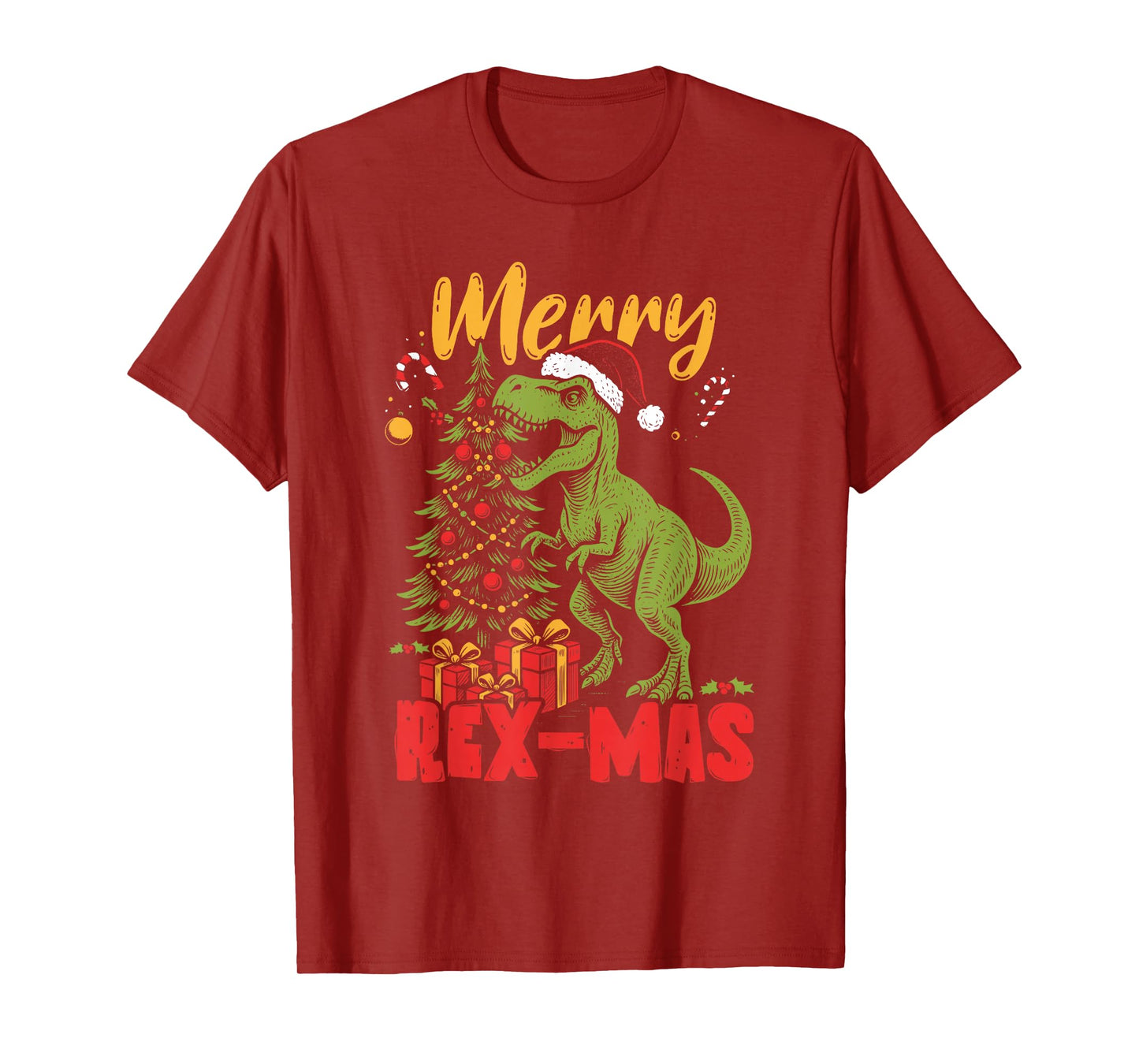 Merry Rex-Mas Santa Dinosaur Retro Christmas Dino T-Shirt