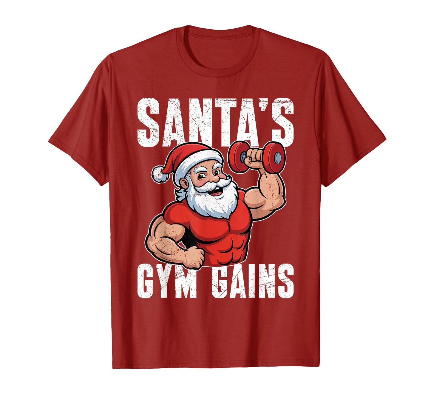 Santa Claus Santa's Gym Gains Funny Weight Training T-Shirt