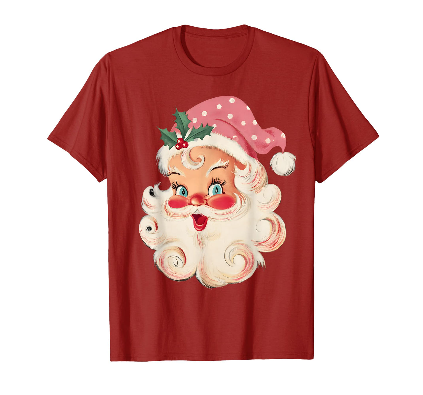 Vintage Retro Pink Santa Claus Christmas Xmas Men Women Kid T-Shirt
