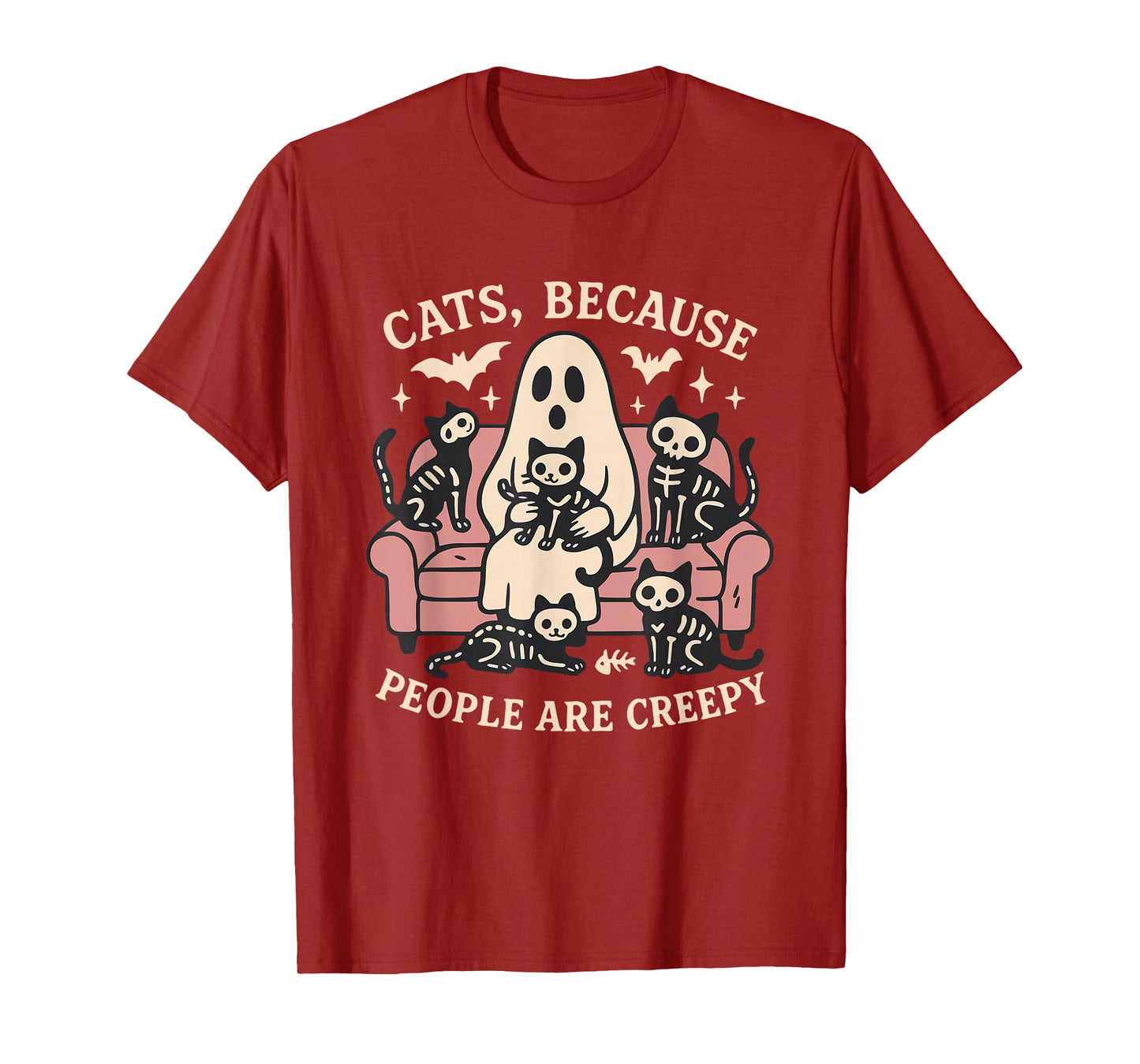 Cats Because People are Creepy Halloween Black Cat Mom Women T-Shirt