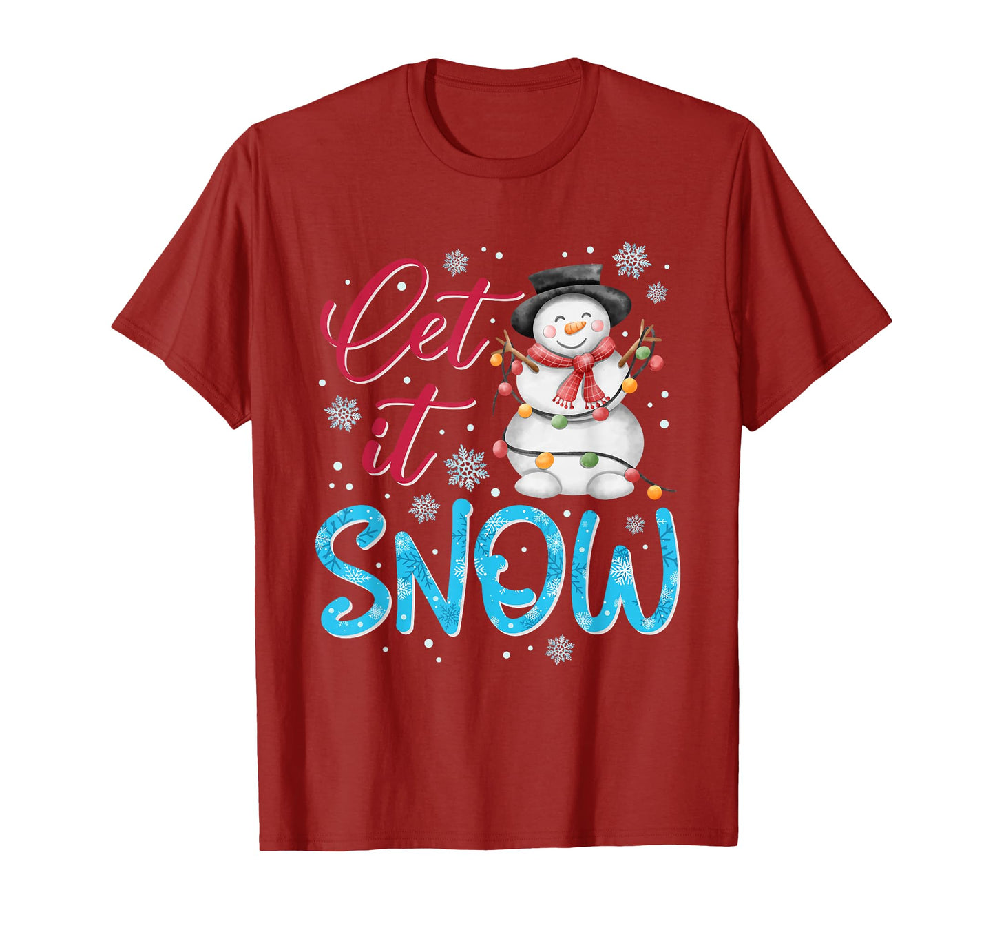 Let Snow Christmas Snowman Snowflakes Xmas Matching Family T-Shirt