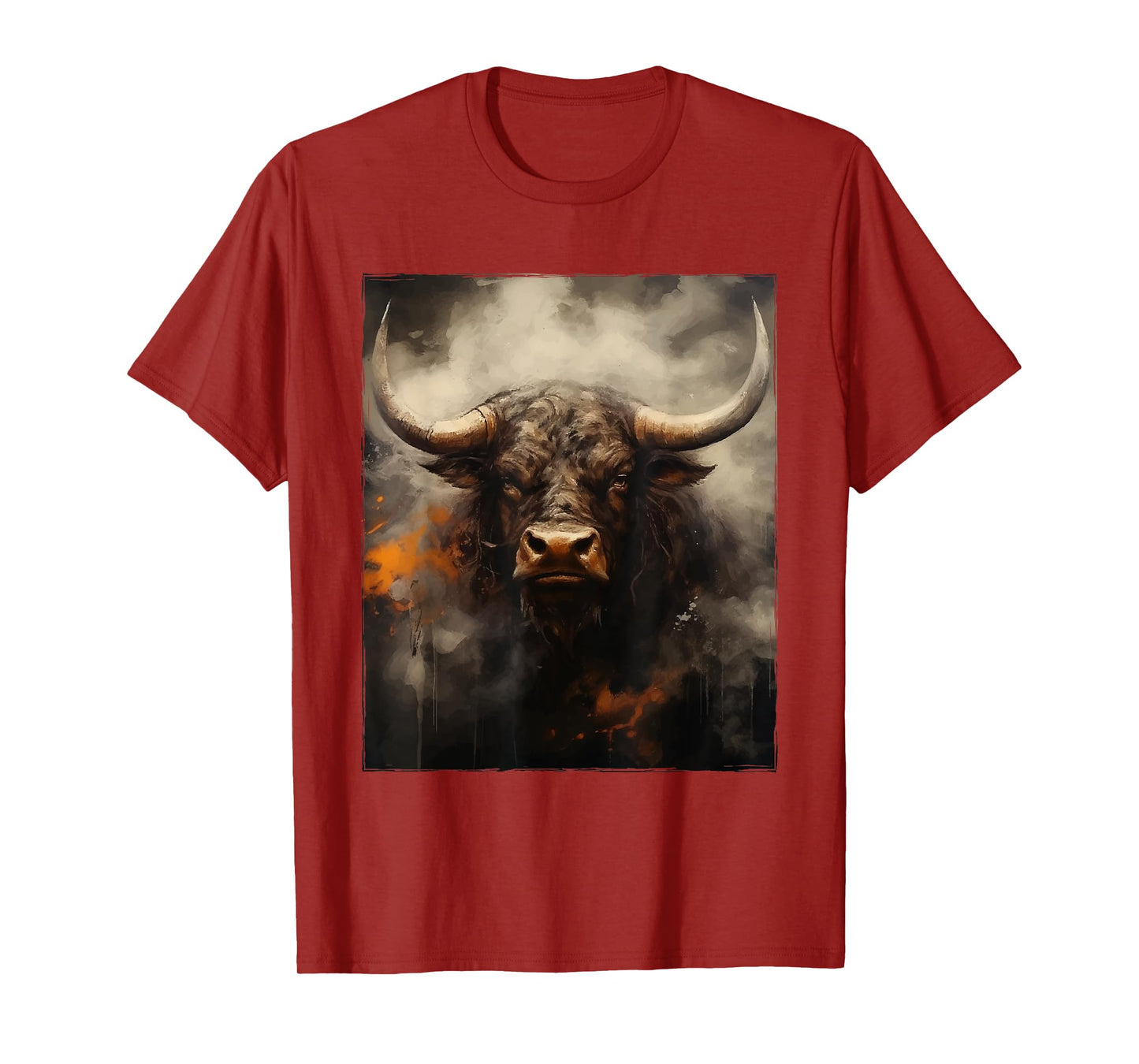 Bull Portrait Motivation Gym Wild Artwork Head T-Shirt
