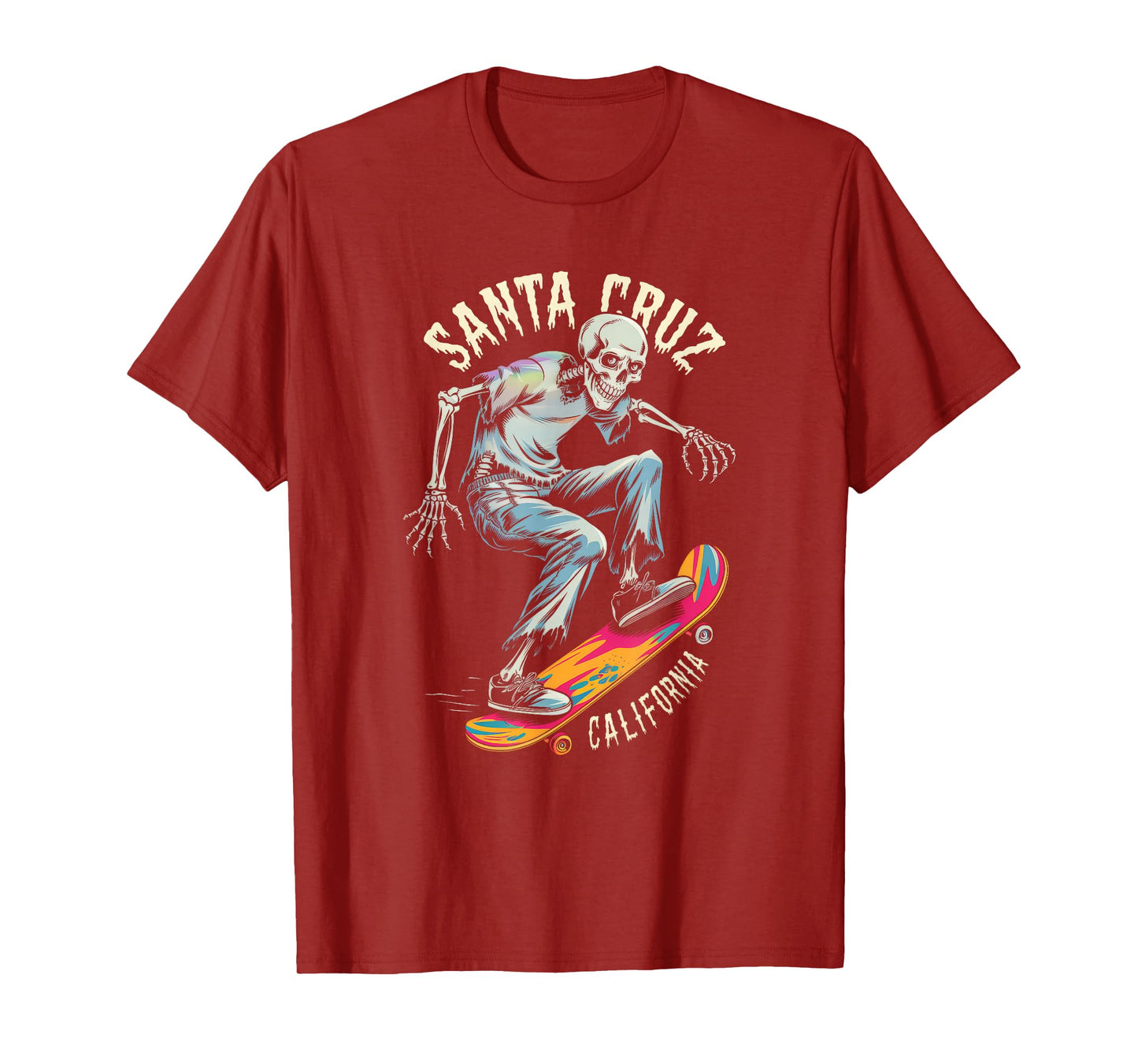 Vintage Santa Cruz California Skeleton Skateboarder Skater T-Shirt