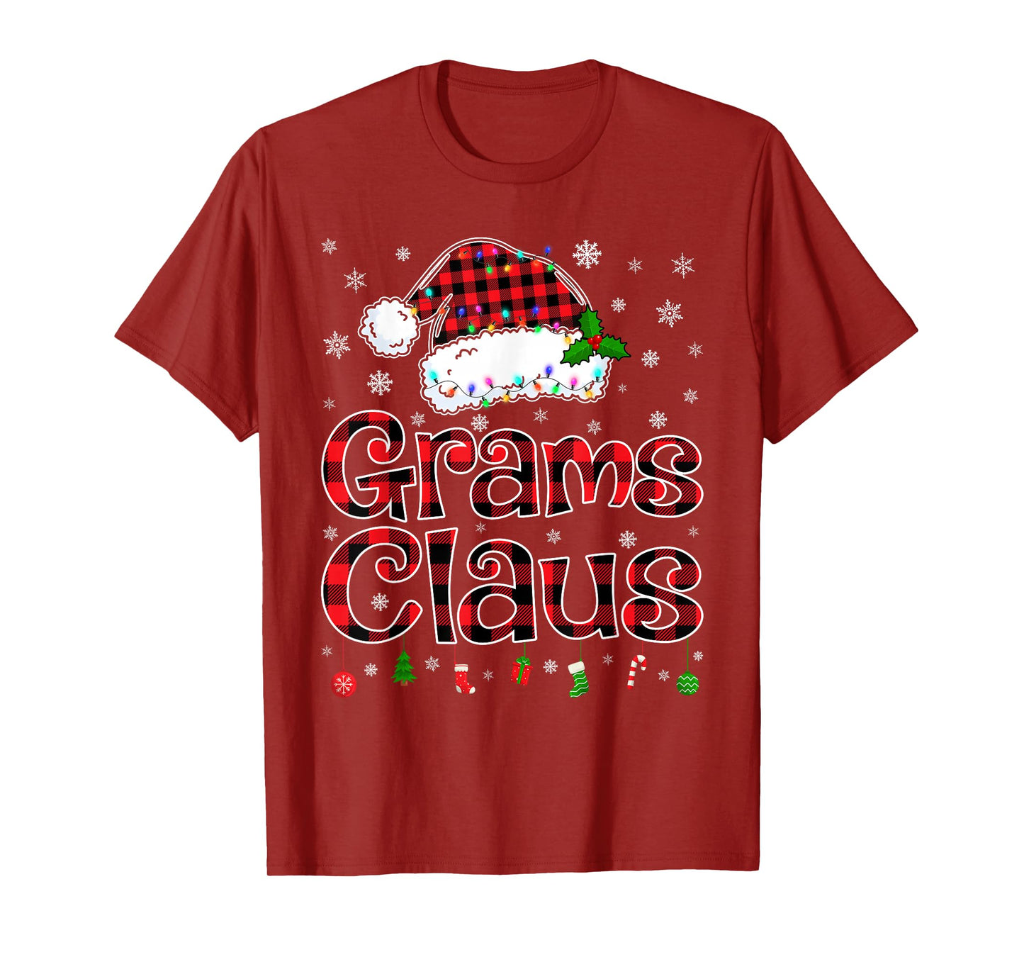 Grams Claus Christmas Lights Xmas Pajama Matching Family T-Shirt