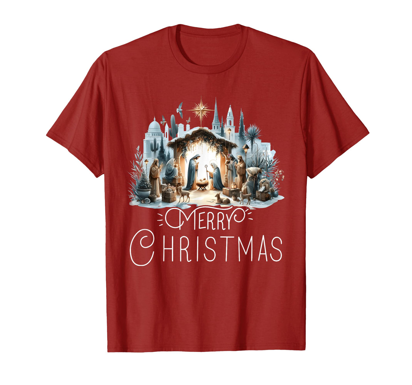 Merry Christmas Nativity Scene North Star Baby Jesus Christ T-Shirt