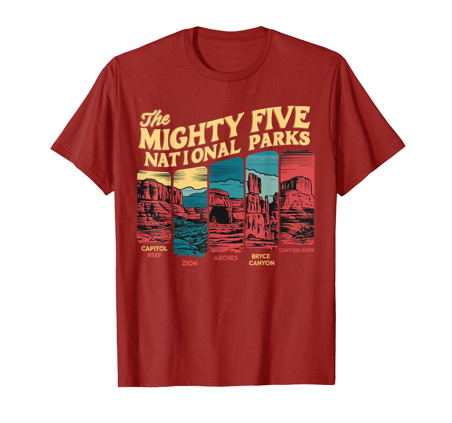 Mighty Five Big 5 National Parks Hiking Camping Vintage Utah T-Shirt
