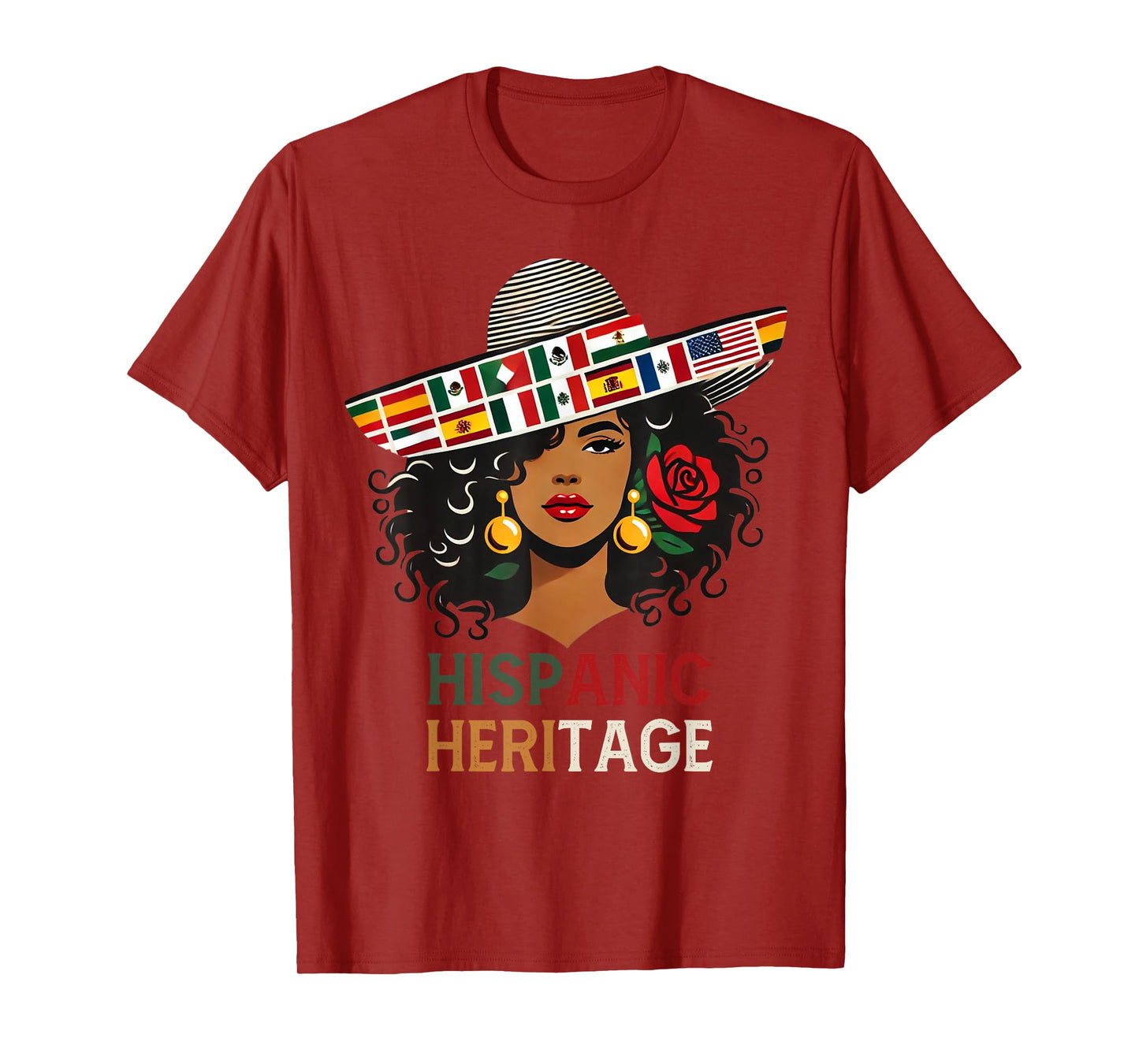 Hispanic Heritage Month Women's Latino Countries Flags Hat T-Shirt