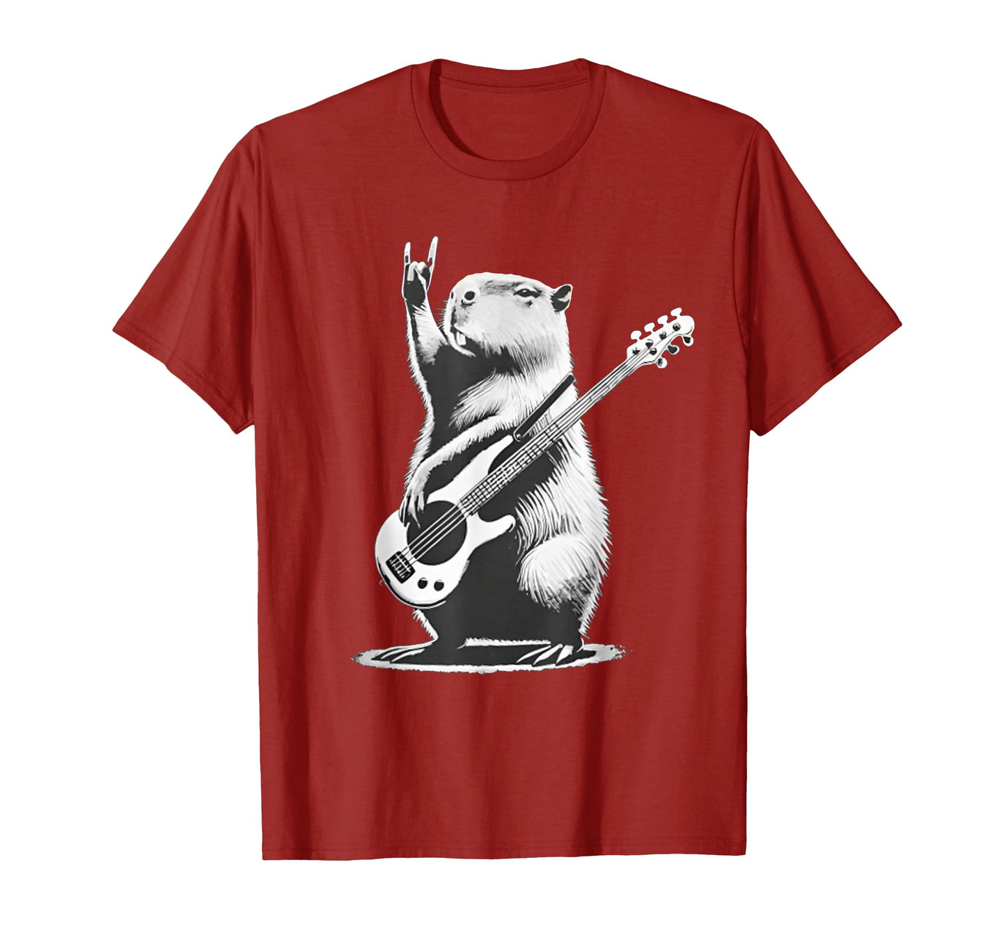 Vintage Capybara Playing Guitar Retro Capybara Rock Music T-Shirt