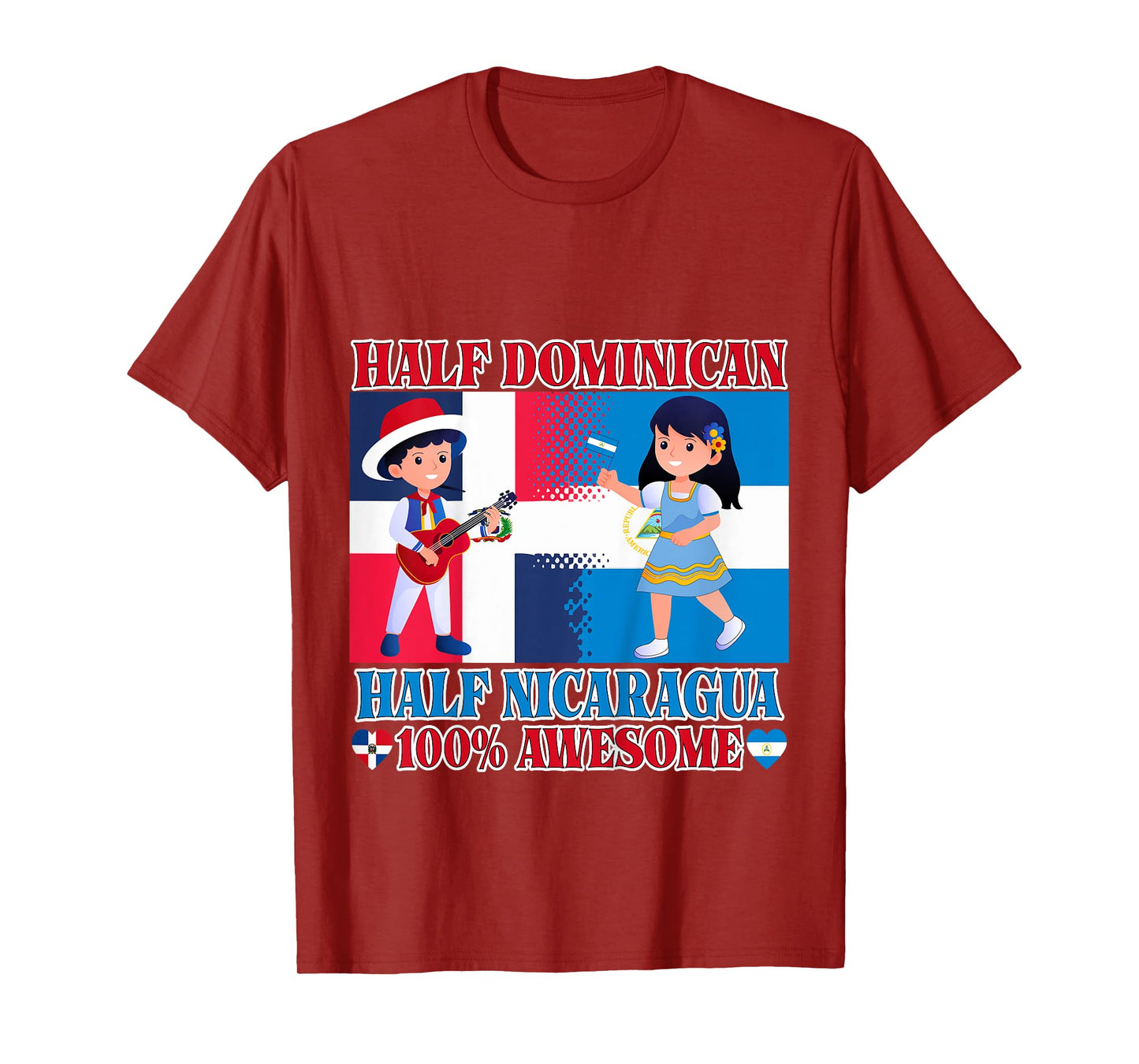 Half Nicaraguan Half Dominican Republic Flag Toddler Girls T-Shirt